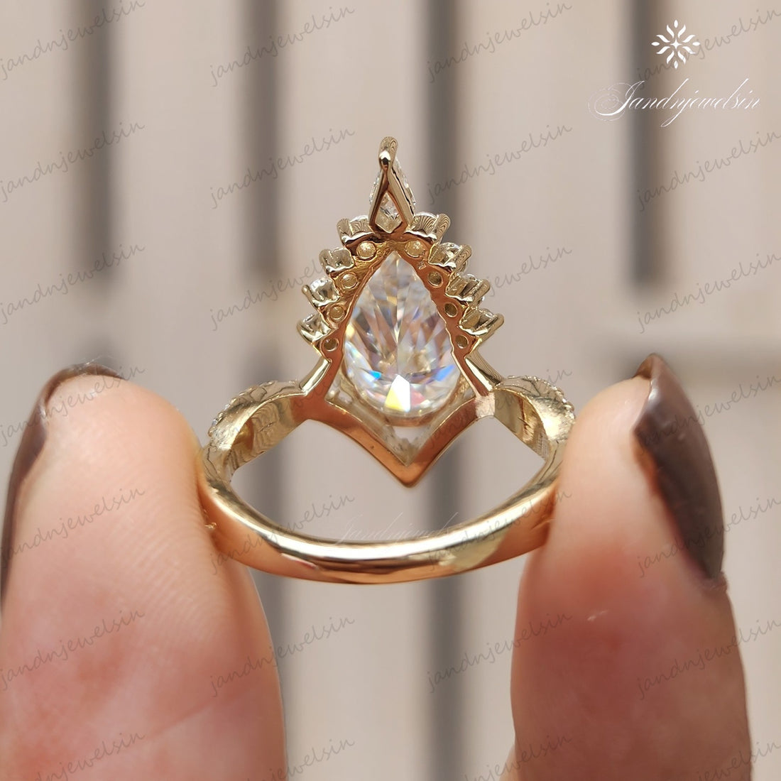 Pear Cut Moissanite Engagement Ring 14K Solid Gold Ring Unique Pear Halo Ring Wedding Ring For Her Vintage Inspire Anniversary Gift For Women