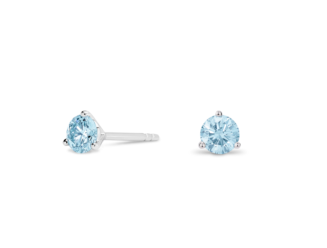Lab-Grown Diamond ½ct. tw. Round Brilliant Solitaire Studs | Blue