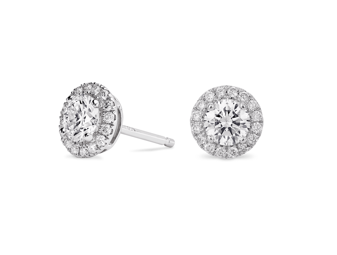 Lab-Grown Diamond 1ct. tw. Halo 14k Gold Earrings | White