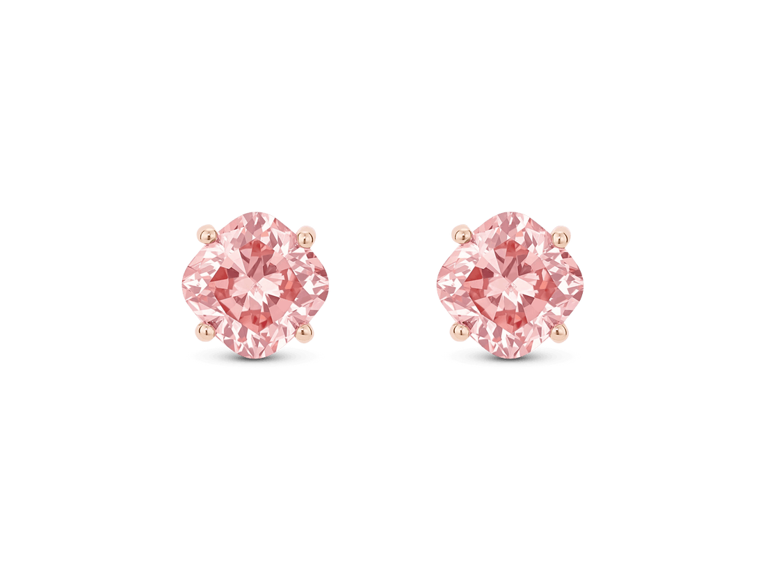 Lab-Grown Diamond 1½ct. tw. Cushion Cut 14k Gold Studs | Pink