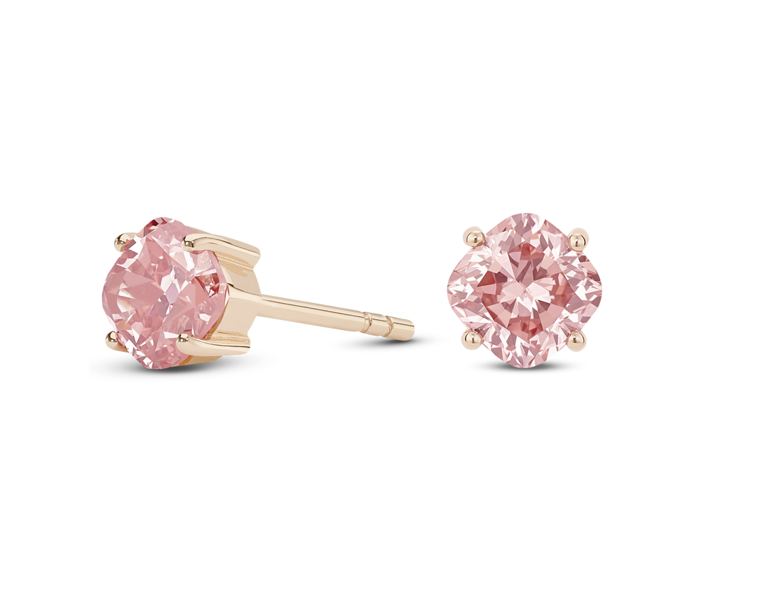 Lab-Grown Diamond 1½ct. tw. Cushion Cut 14k Gold Studs | Pink
