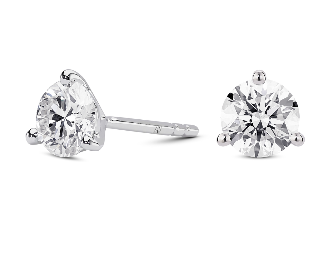 Lab-Grown Diamond 2ct. tw. Round Brilliant Solitaire 14k Gold Studs | White