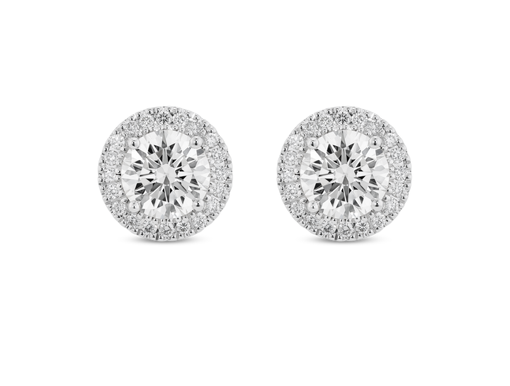 Lab-Grown Diamond 2ct. tw. Halo 14k Gold Earrings | White