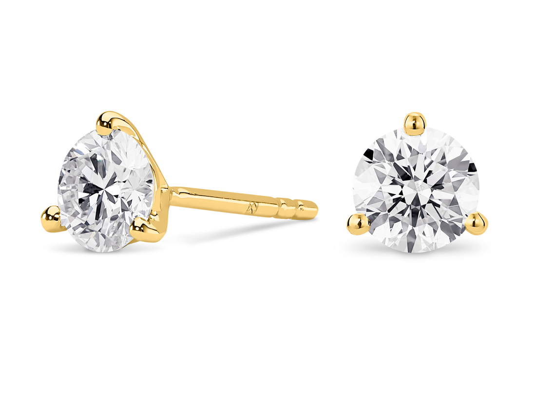 Lab-Grown Diamond 2ct. tw. Round Brilliant Solitaire 14k Gold Studs | White