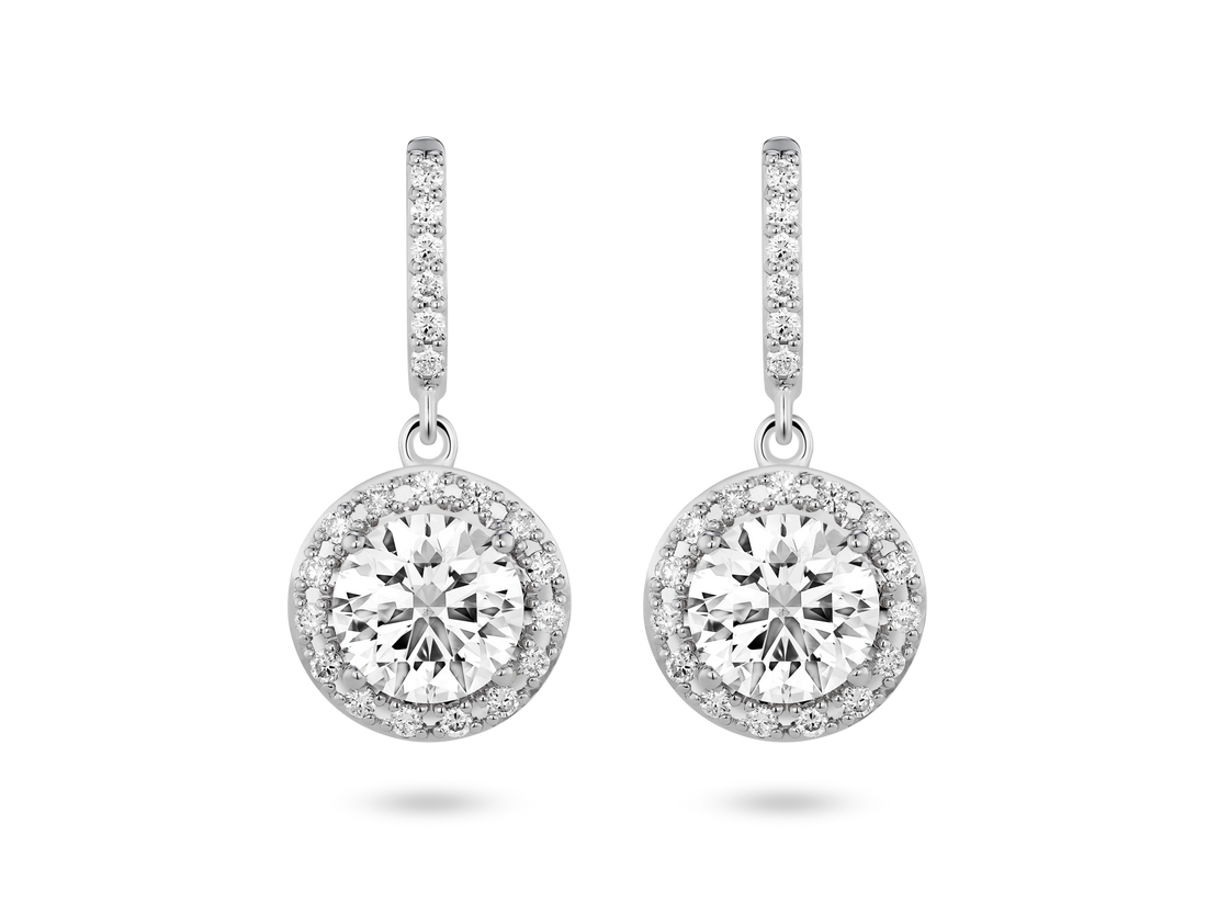 Lab-Grown Diamond 2ct. tw. Halo Drop Earrings | White