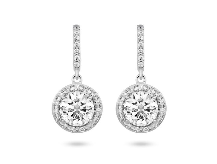 Lab-Grown Diamond 2ct. tw. Halo Drop Earrings | White