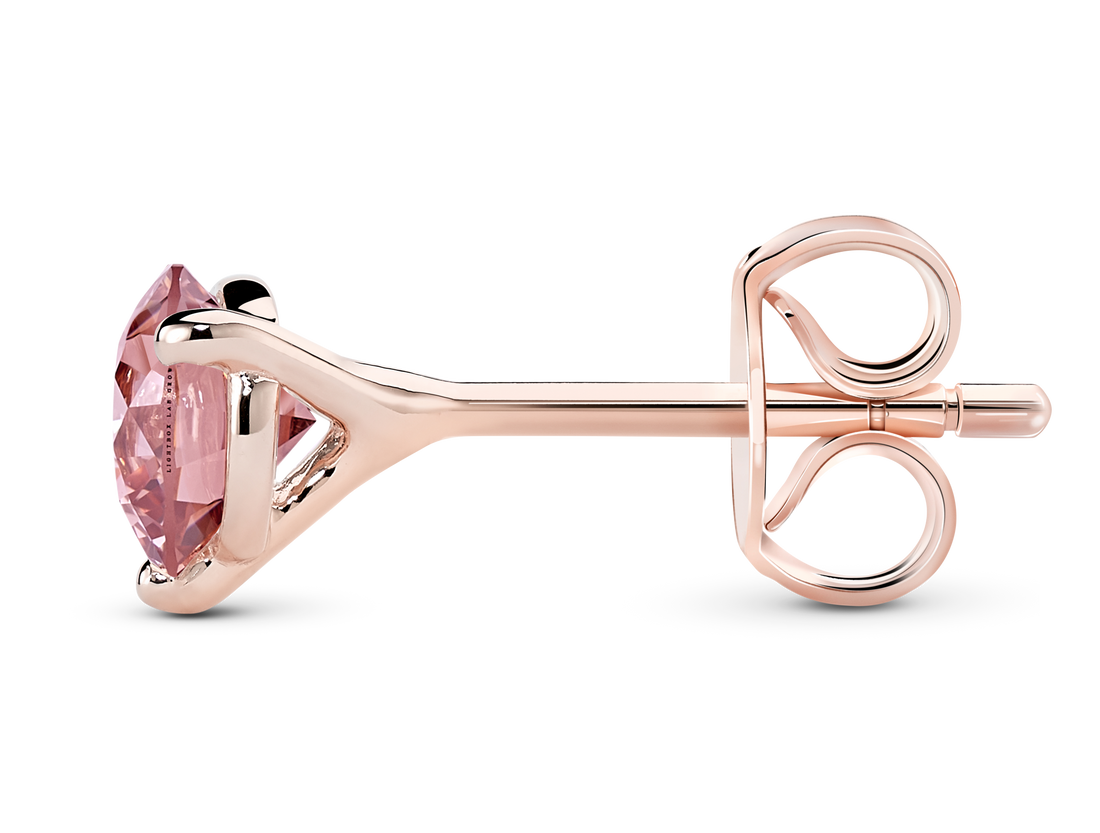 Side view of 14k rose gold earring butterfly back