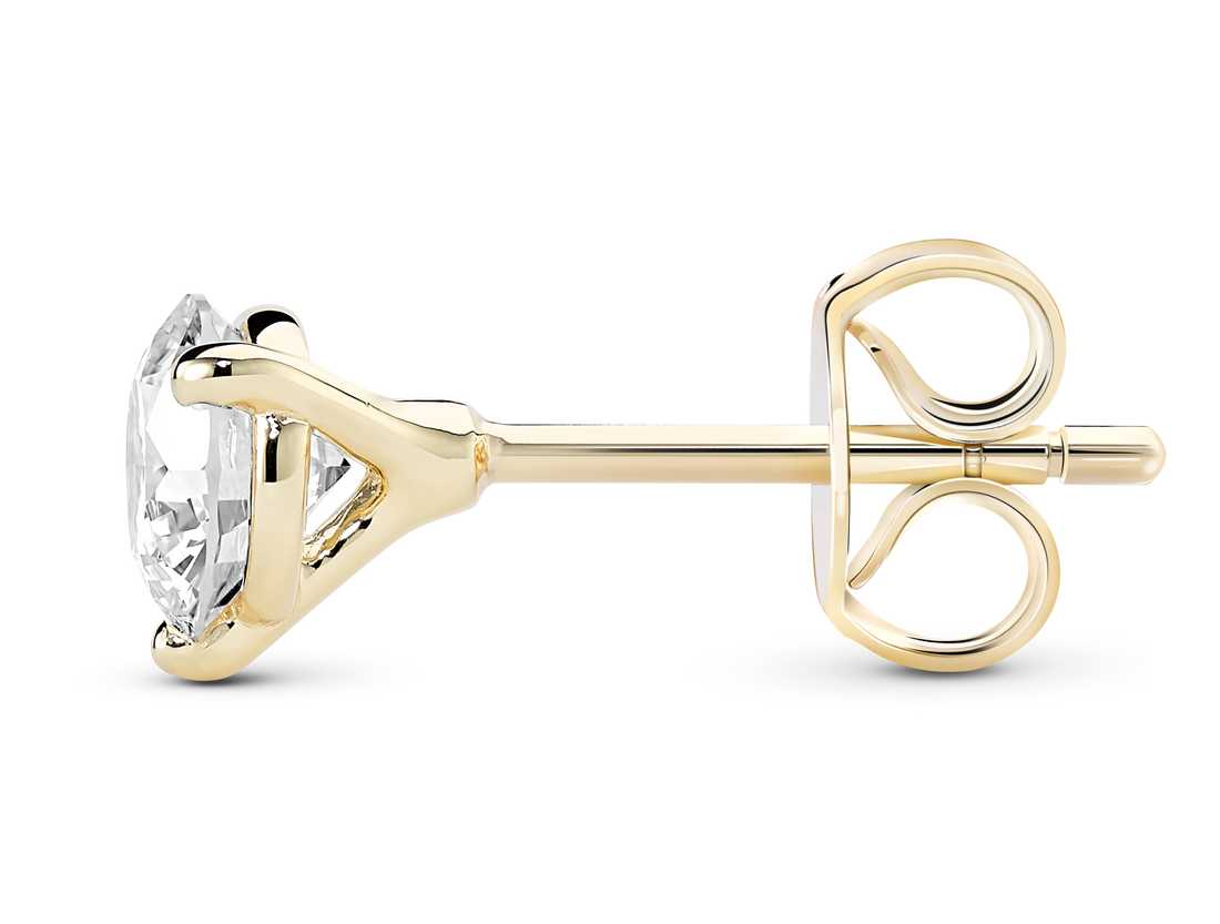 Side view of 14k yellow gold earring butterfly back