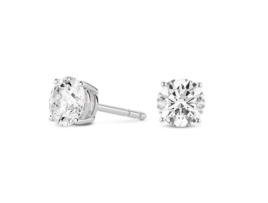 Finest Lab-Grown Diamond 2ct. tw. Round Brilliant Solitaire Studs | White