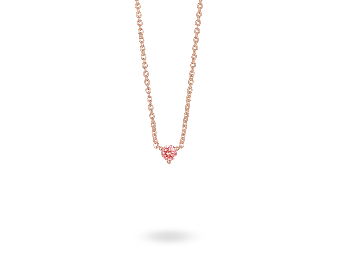 Lab-Grown Diamond ¼ct. Mini Round Brilliant Solitaire 10k Gold Pendant | Pink
