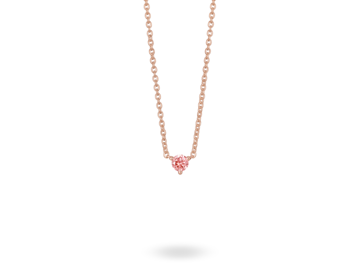Lab-Grown Diamond ¼ct. Mini Round Brilliant Solitaire 10k Gold Pendant | Pink