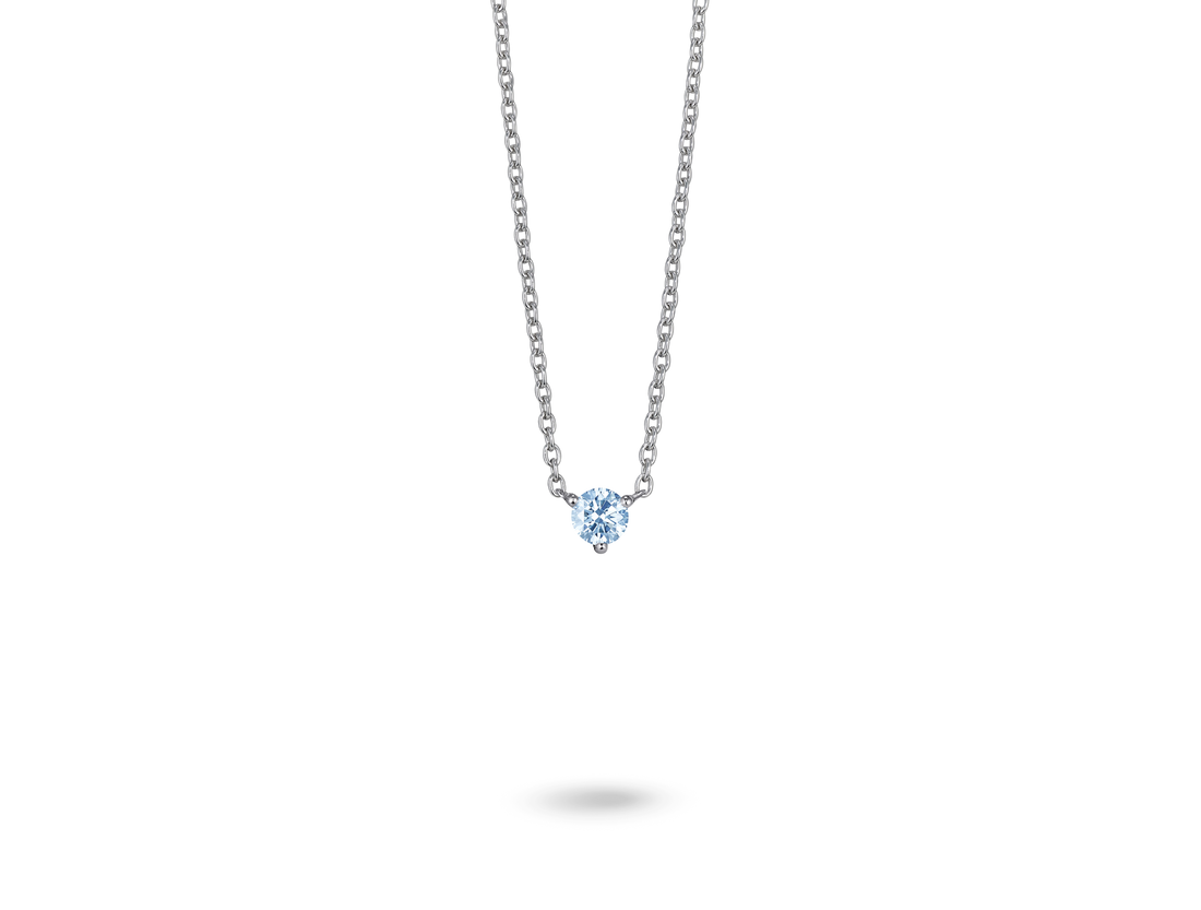 Lab-Grown Diamond ¼ct. Mini Round Brilliant Solitaire 10k Gold Pendant | Blue