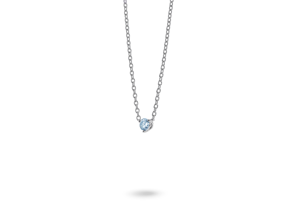 Lab-Grown Diamond ¼ct. Mini Round Brilliant Solitaire 10k Gold Pendant | Blue