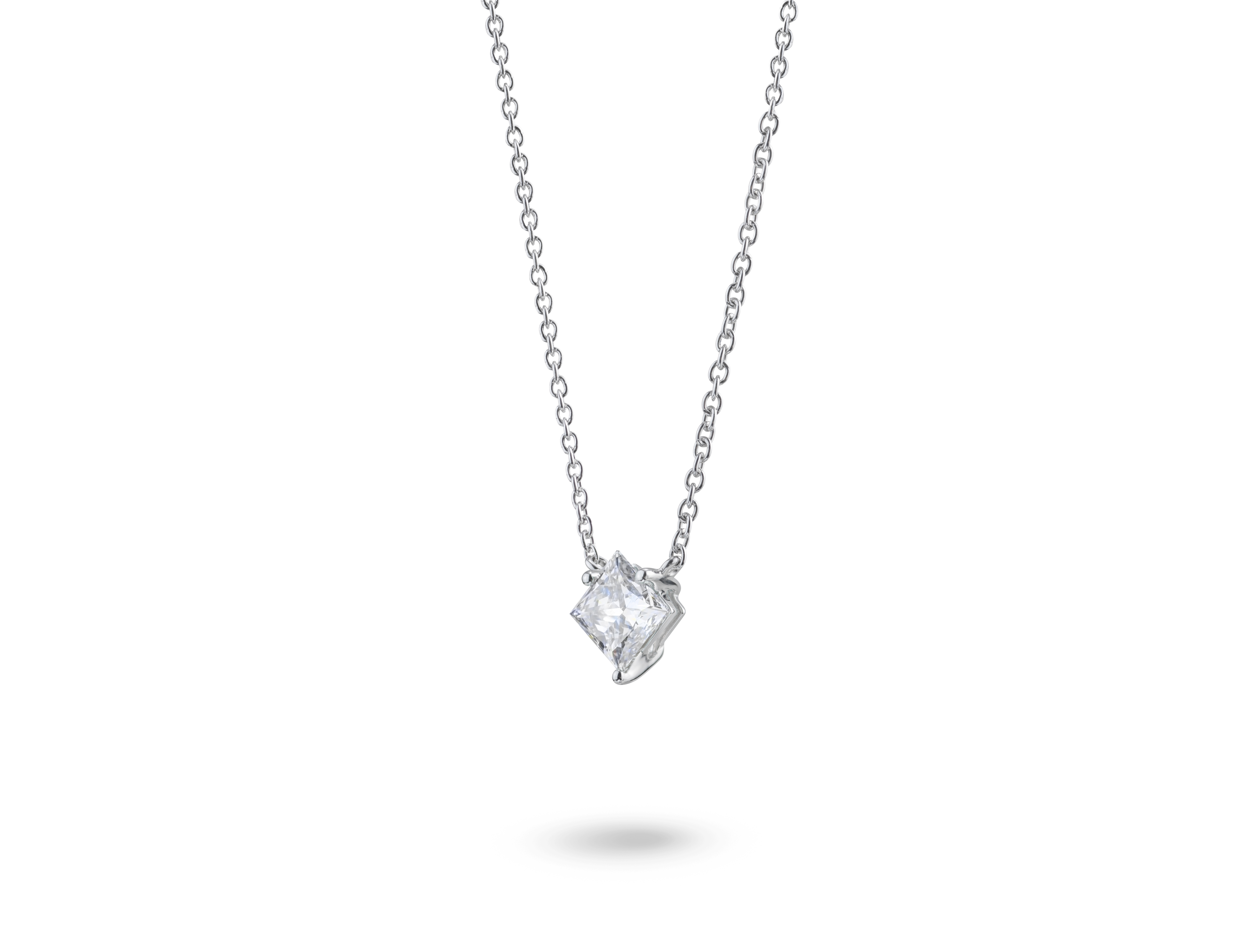 Lab-Grown Diamond 1ct. Princess Cut 14k Gold Pendant | White