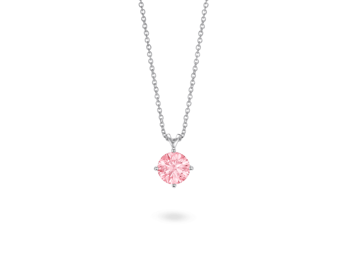 Finest Lab-Grown Diamond 1ct. Round Brilliant Solitaire Pendant | Pink