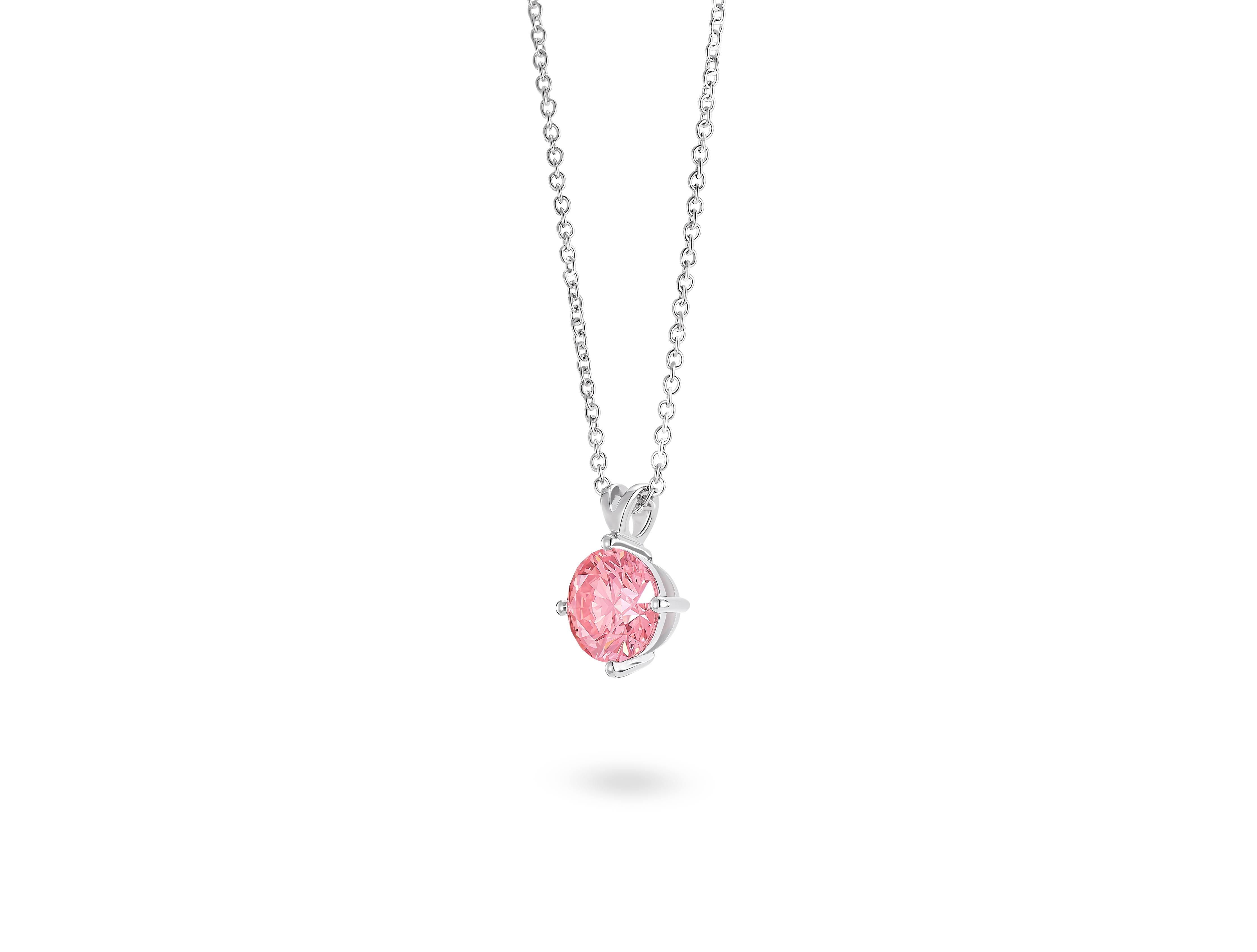 Finest Lab-Grown Diamond 1ct. Round Brilliant Solitaire Pendant | Pink