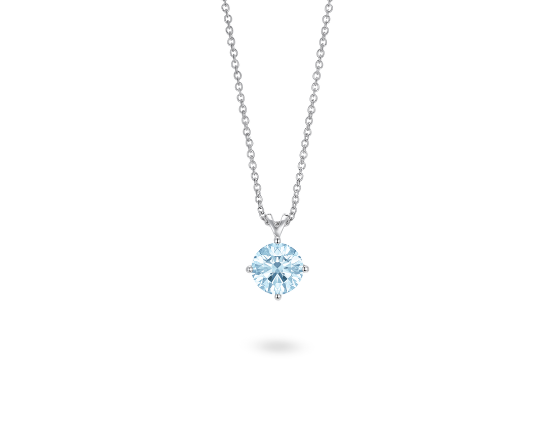 Finest Lab-Grown Diamond 1ct. Round Brilliant Solitaire Pendant | Blue