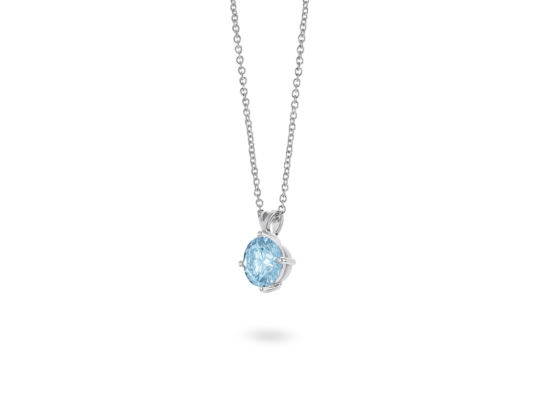 Finest Lab-Grown Diamond 1ct. Round Brilliant Solitaire Pendant | Blue