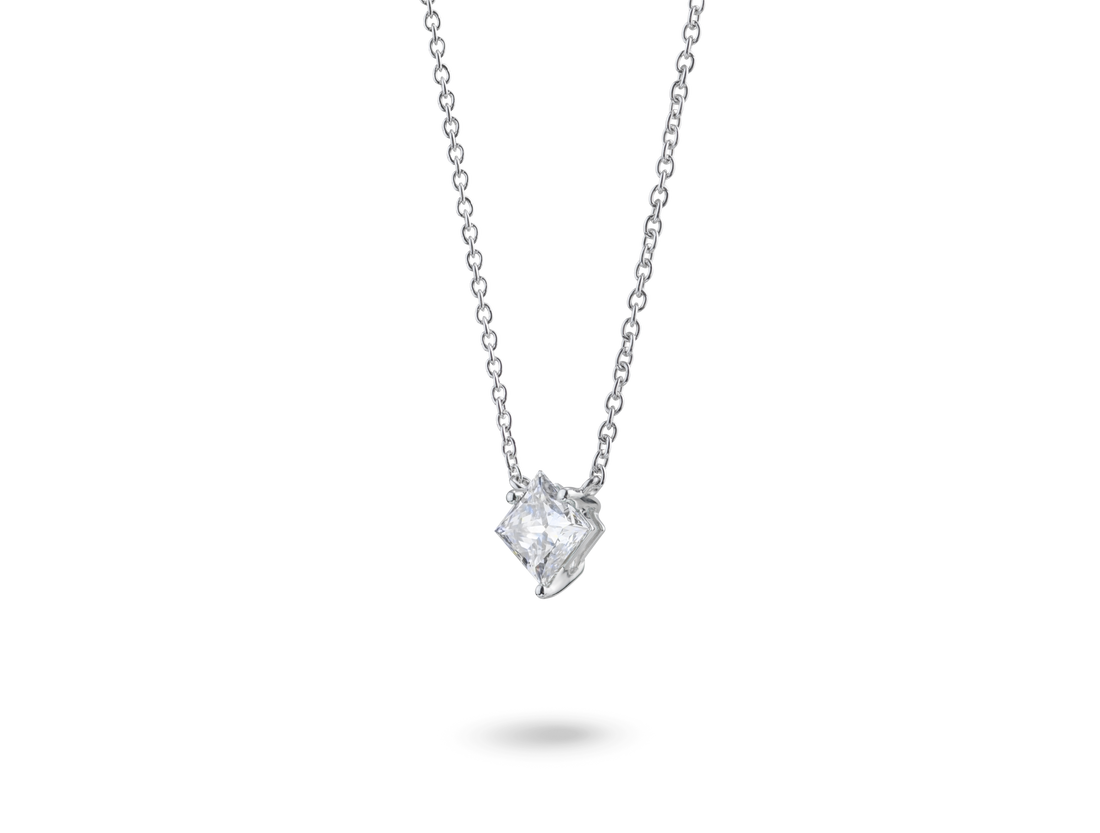 Lab-Grown Diamond 1⅛ct. Princess Cut 14k Gold Pendant | White