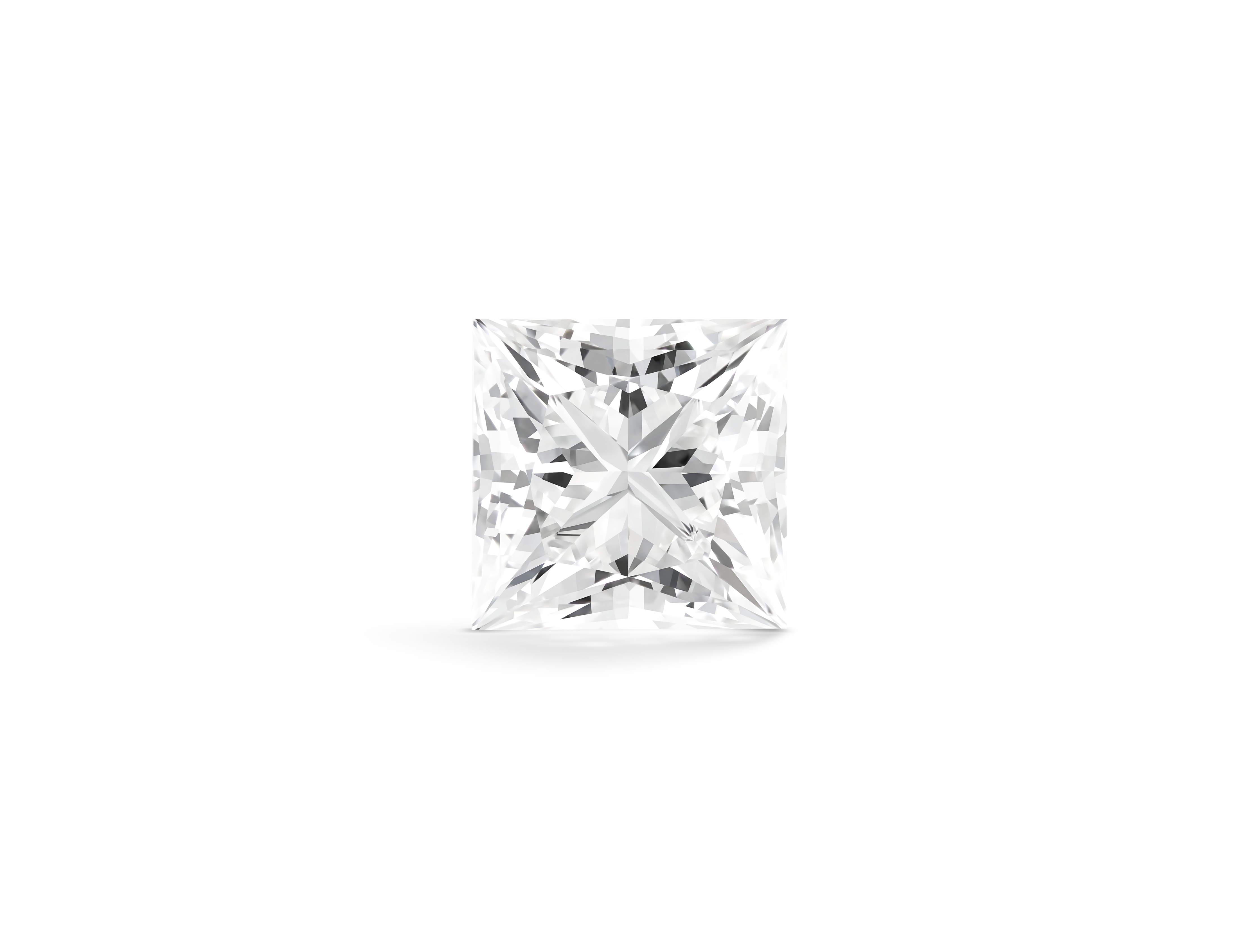 Top view of Lightbox Finest™ white 2 carat princess cut diamond
