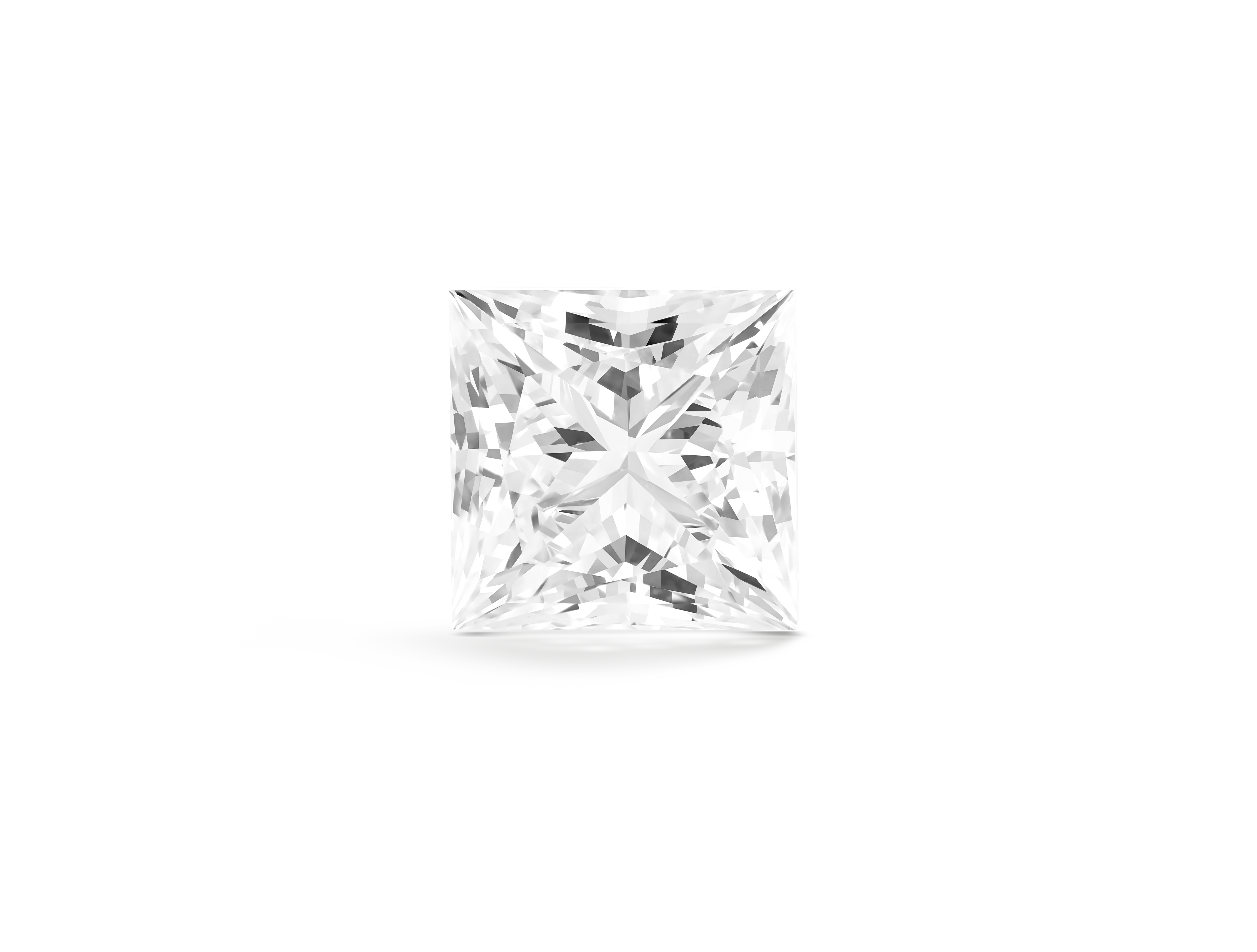 Top view of Lightbox Finest™ white 2.5 carat princess cut diamond