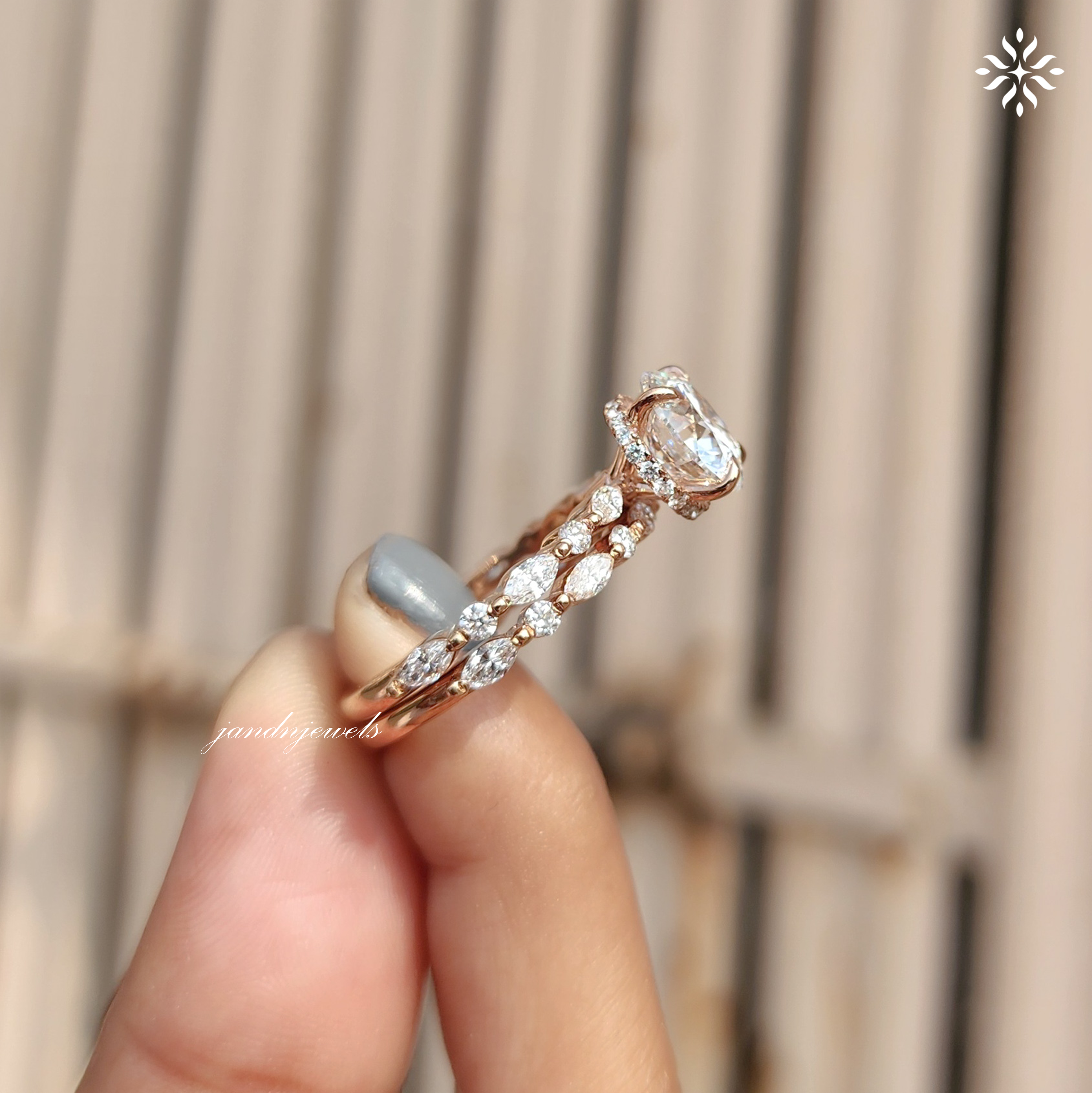 3CT Round Cut Lab Grown Diamond Engagement Ring Set 14K Gold Bridal Ring Set Unique Wedding Ring Set For Her Round Cut Diamond Ring Set