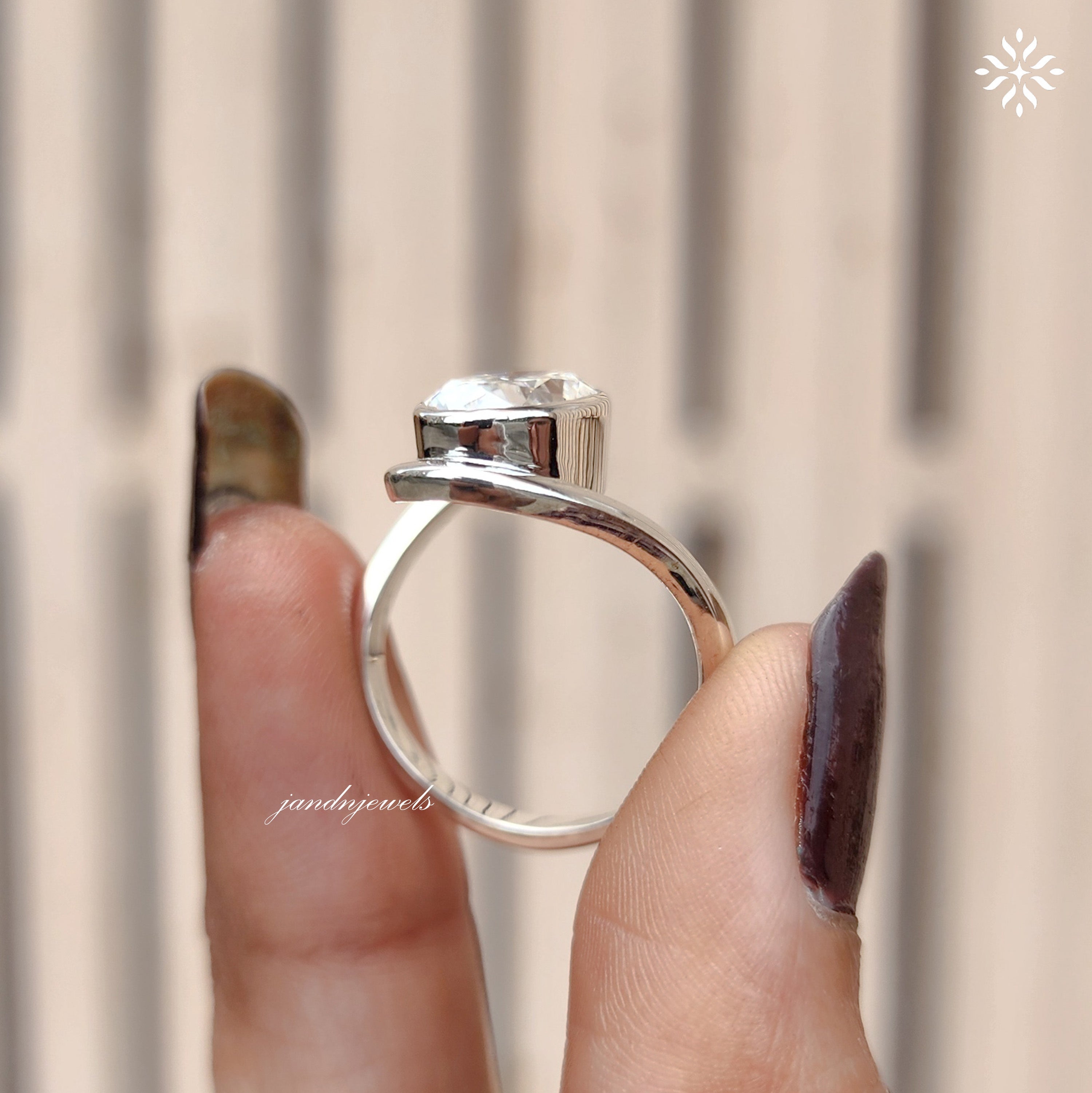 Oval Moissanite Ring, Open Wrap Ring Bezel Set Gold Band Minimalist Unique Engagement Ring
