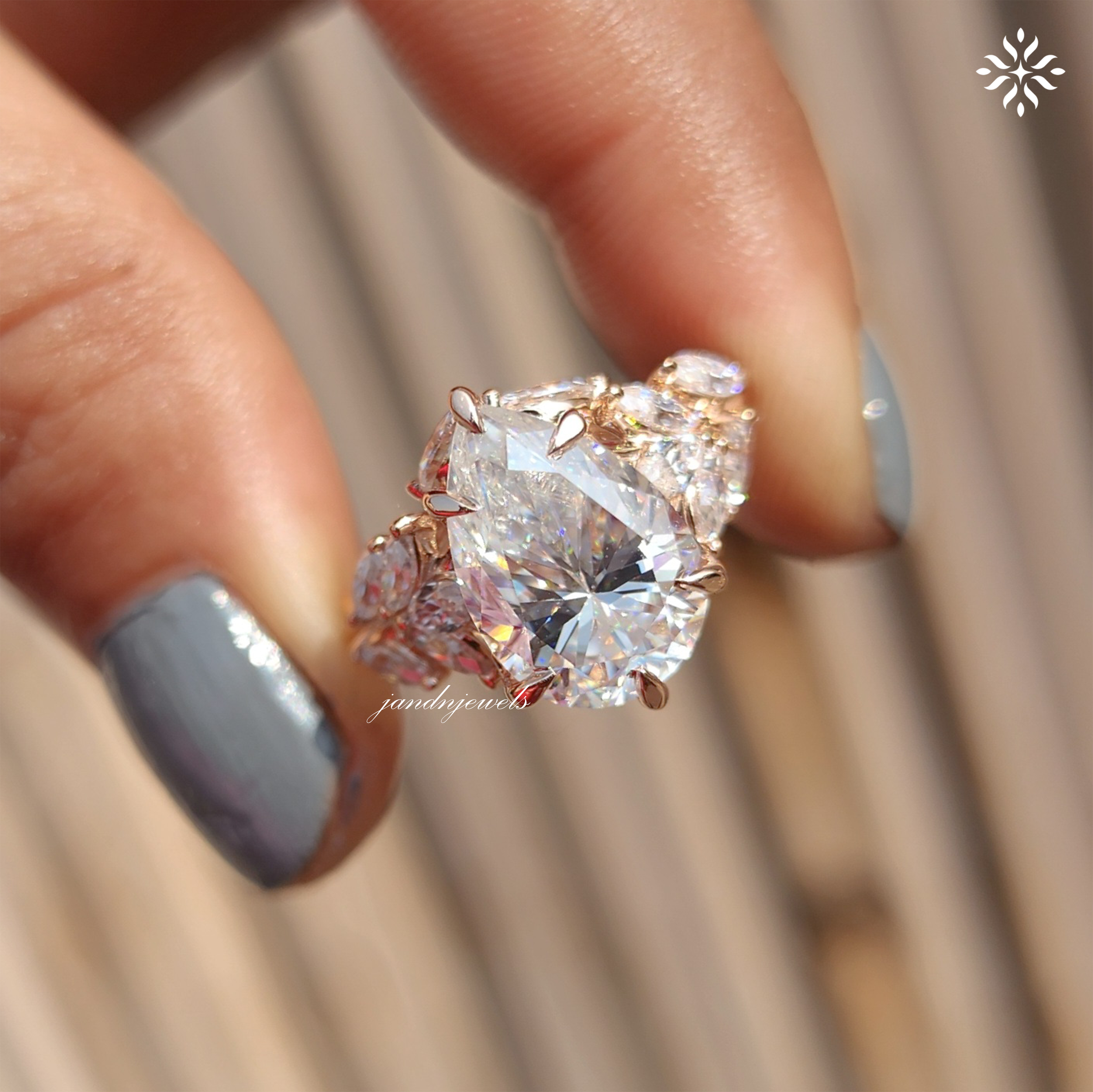 Floral Pear Cut Moissanite Engagement Ring Art Deco14K Gold Moissanite Diamond Wedding Ring Nature Inspire Ring Promise Ring For Women