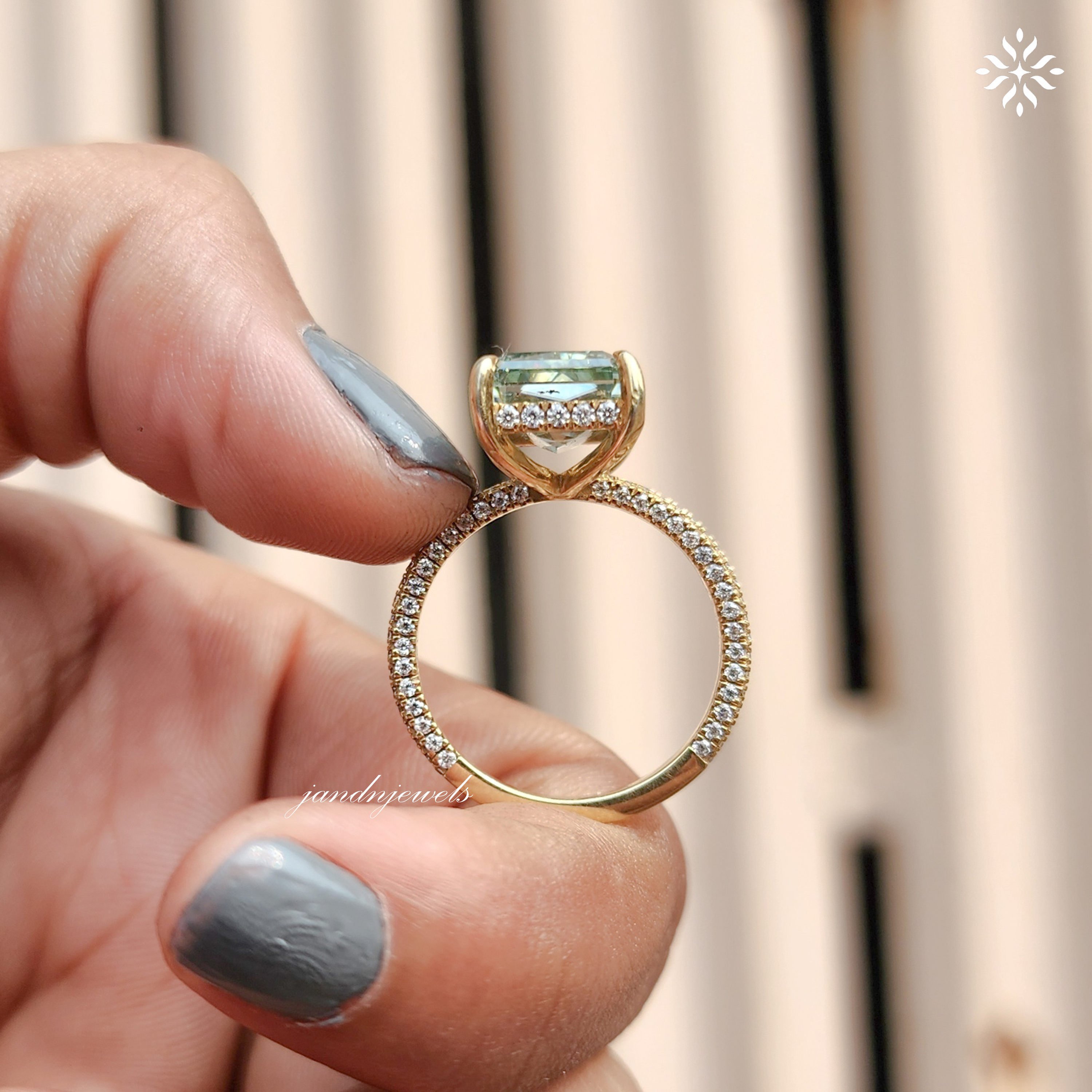 Cyan Blue Criss Cut Moissanite Engagement Ring 14K Solid Gold Hidden Halo Diamond Ring Pave Wedding Ring Unique Solitaire Ring for Her