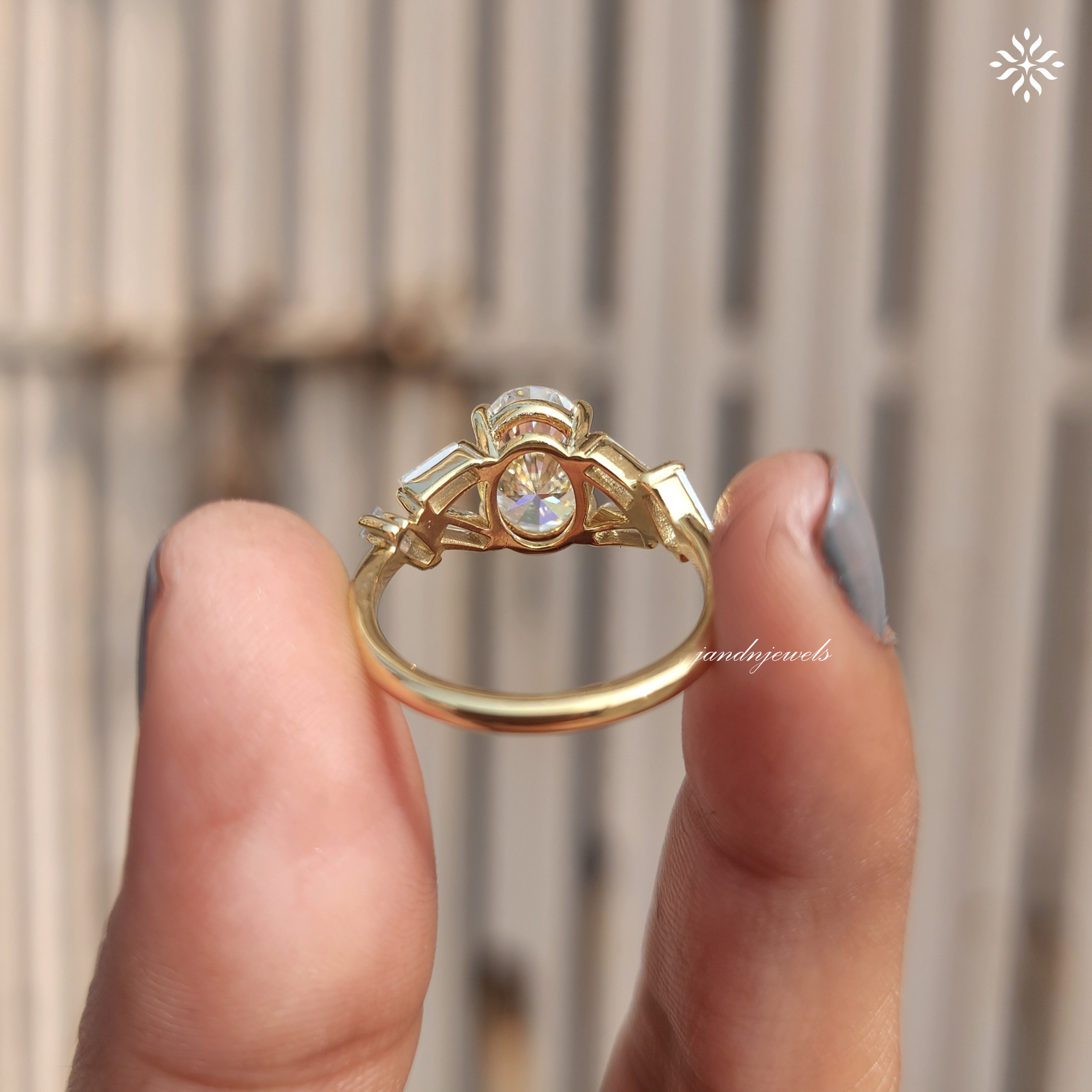 Oval Cluster Moissanite Engagement Ring Side Stone Baguette Ring 14k Gold Ring Wedding Ring Promise Ring for Woman Anniversary Ring