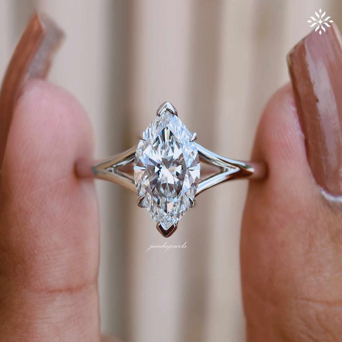 2CT Marquise Cut Lab Grown Diamond Engagement Ring Split Shank 950 Platinum Ring