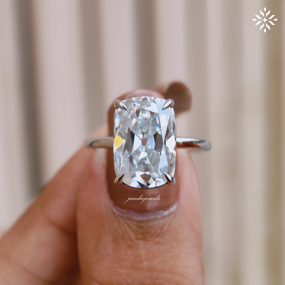 5CT Old Mine Cushion Moissanite Diamond Engagement Ring Solitaire Ring