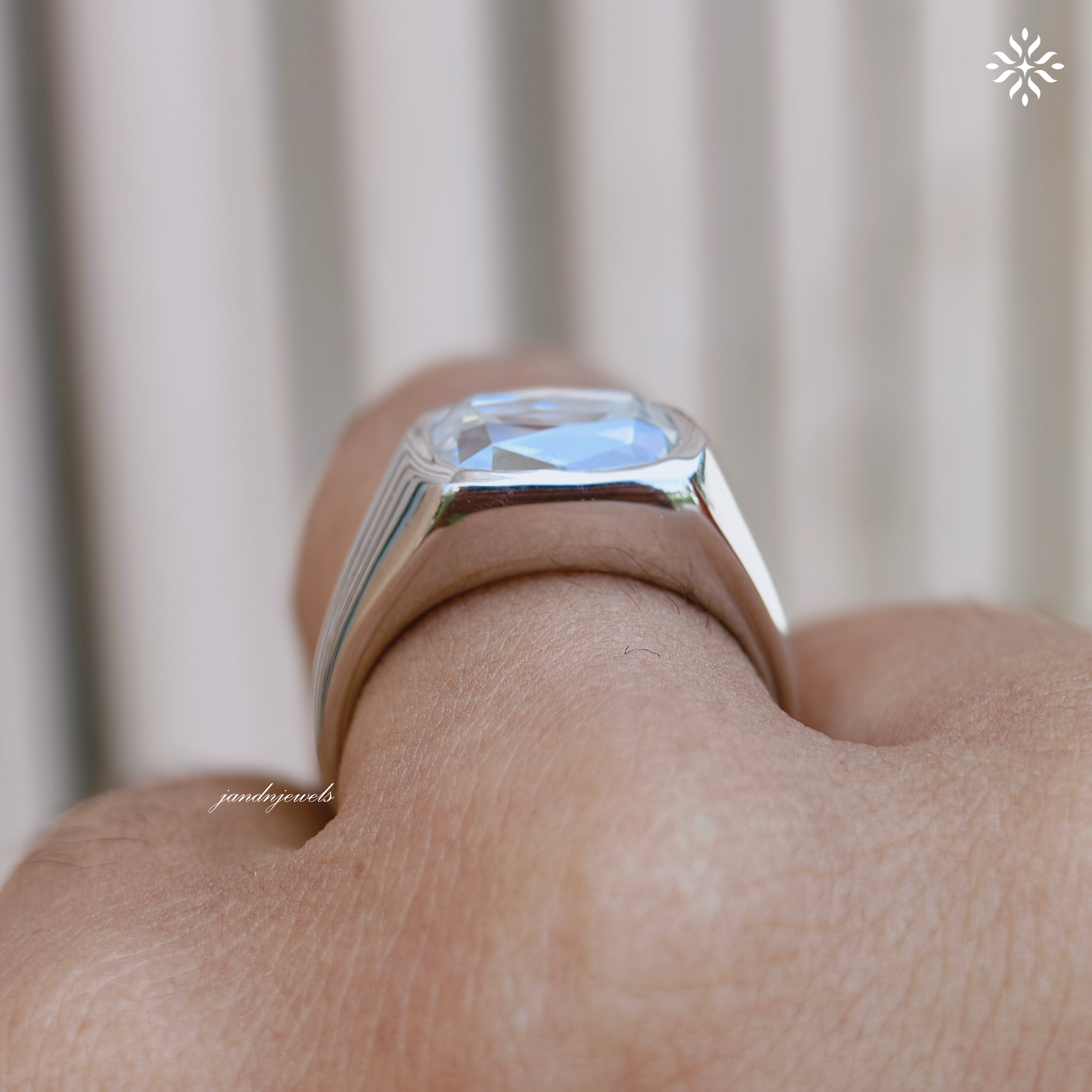 Criss Cushion Cut Moissanite Engagement Ring Bezel Setting Ring East West Solitaire Diamond Ring