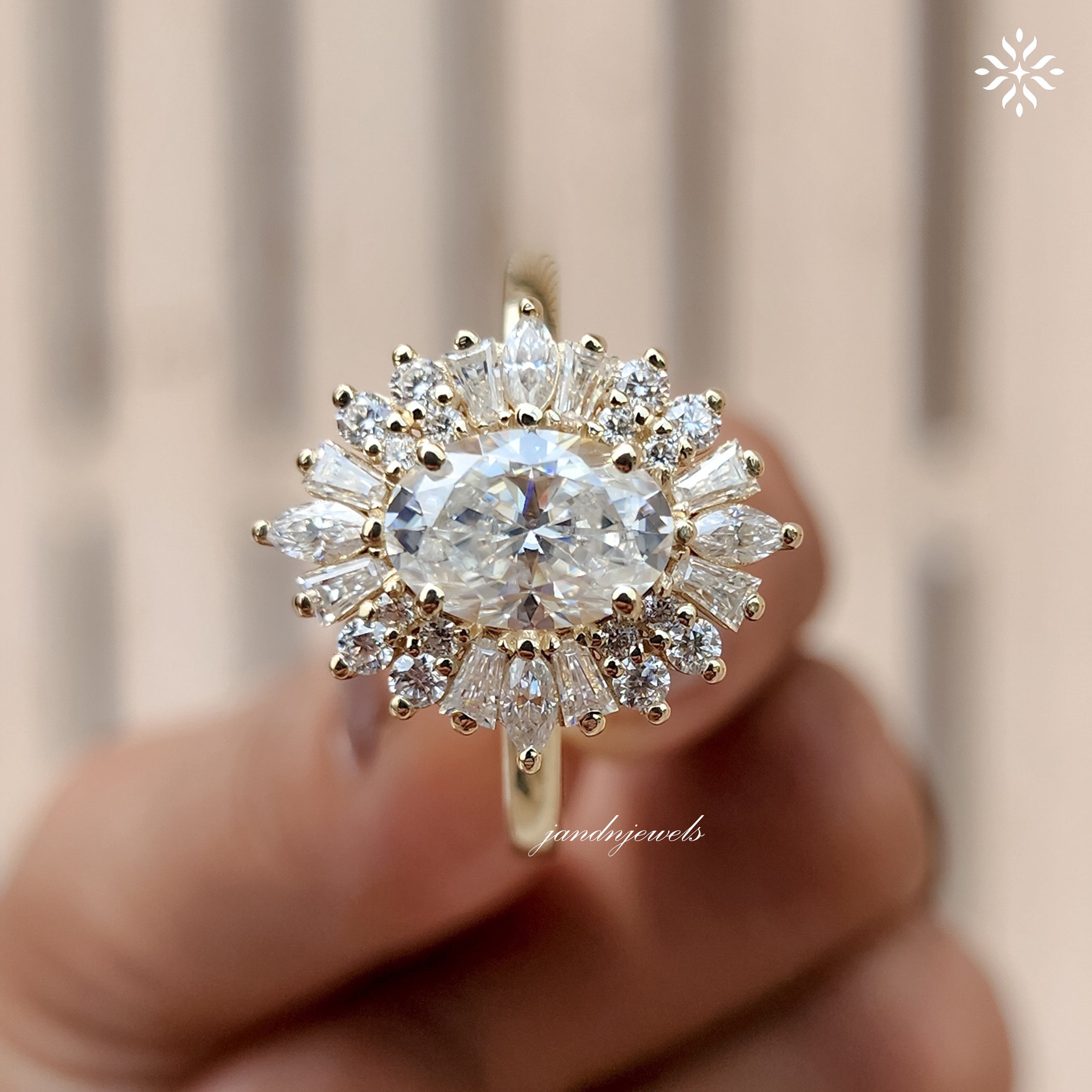 Starburst Oval Cut Moissanite Engagement Ring Art Deco Ring Oval Cut Ring 14k Gold Ring Wedding Ring Diamond Ring Anniversary Ring