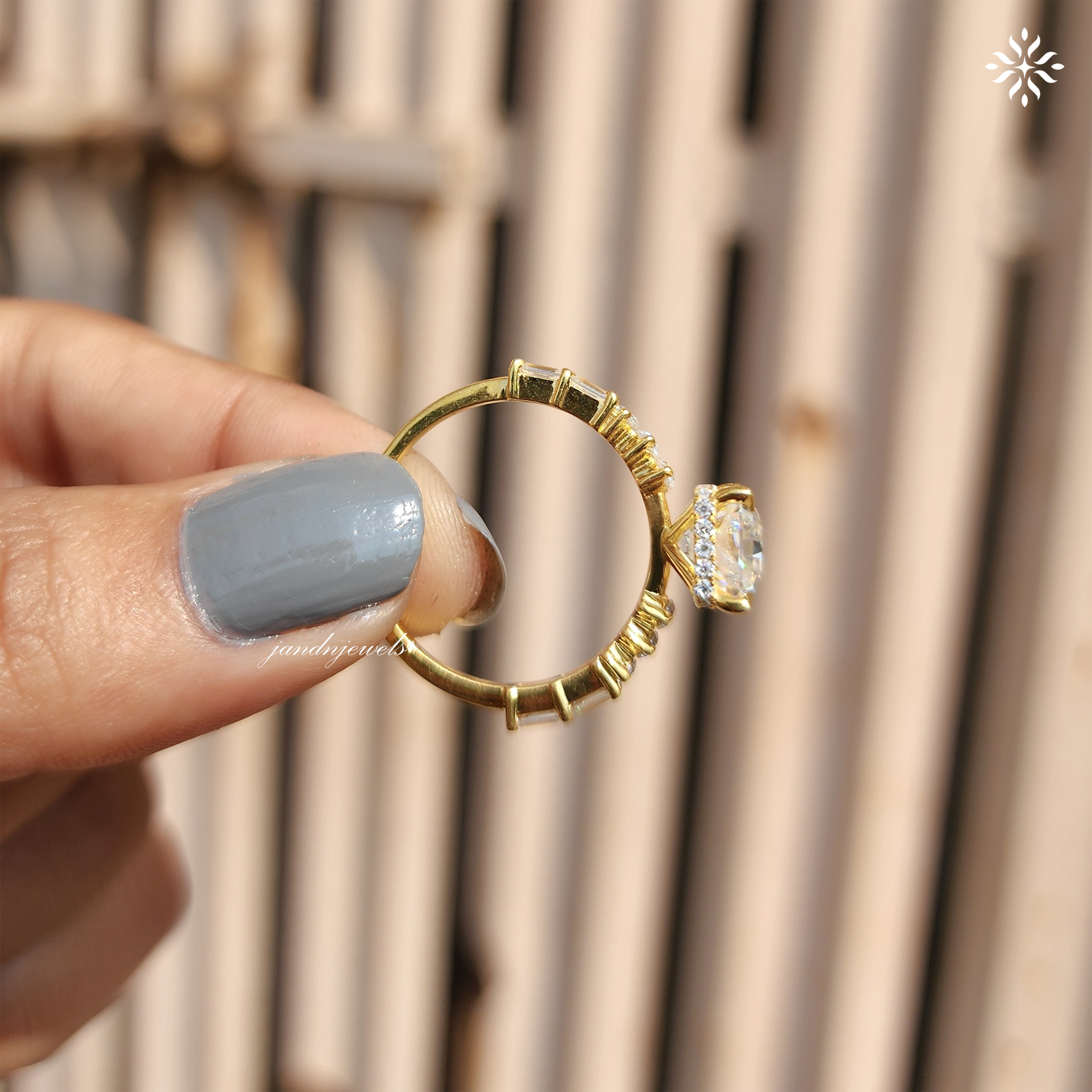 Radiant Cut Moissanite Engagement Ring Hidden Halo Radiant Cut Ring Baguette Band