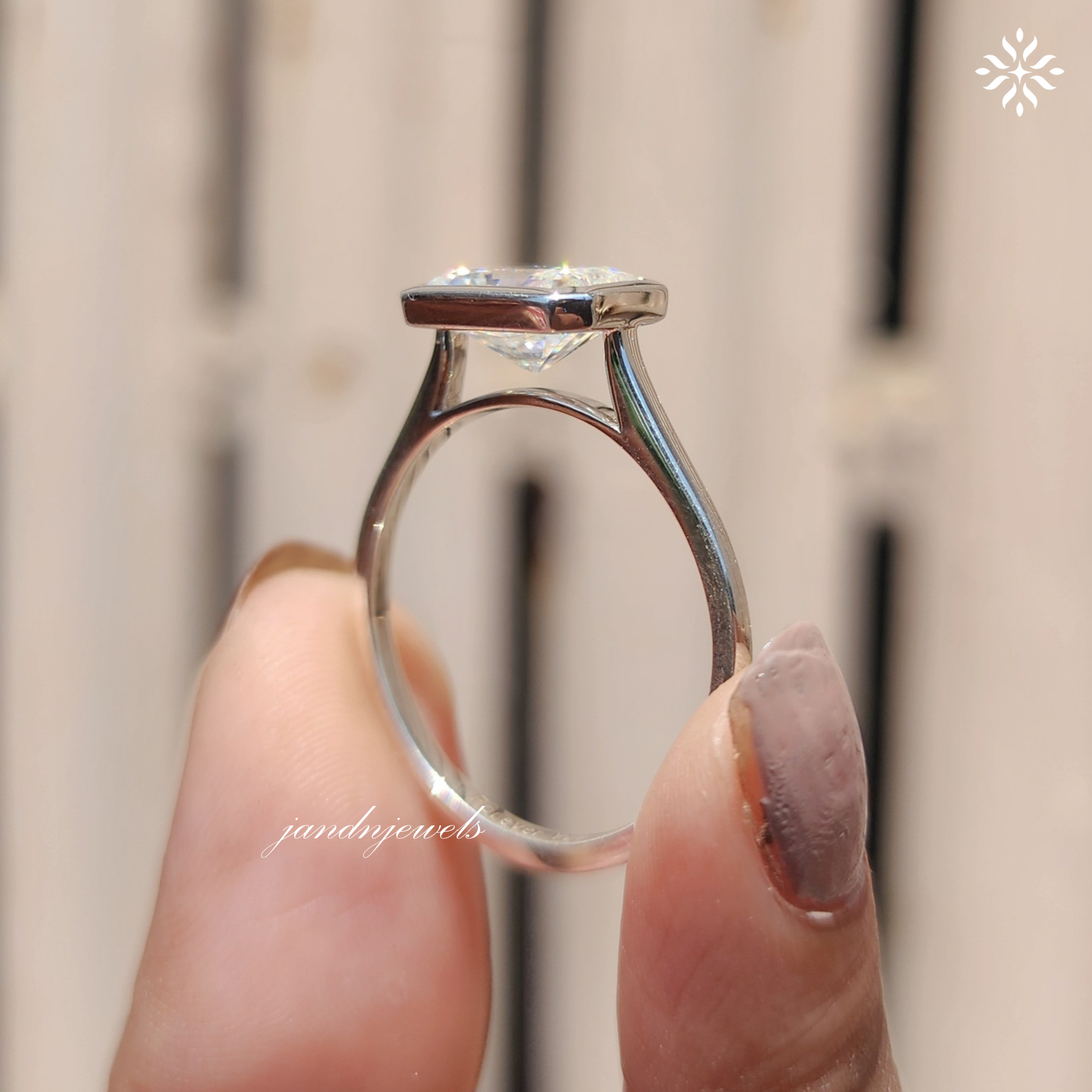 East West Radiant Cut Moissanite Engagement Ring 14K Gold Bezel Set Solitaire Cathedral Wedding Ring Anniversary Gift For Her