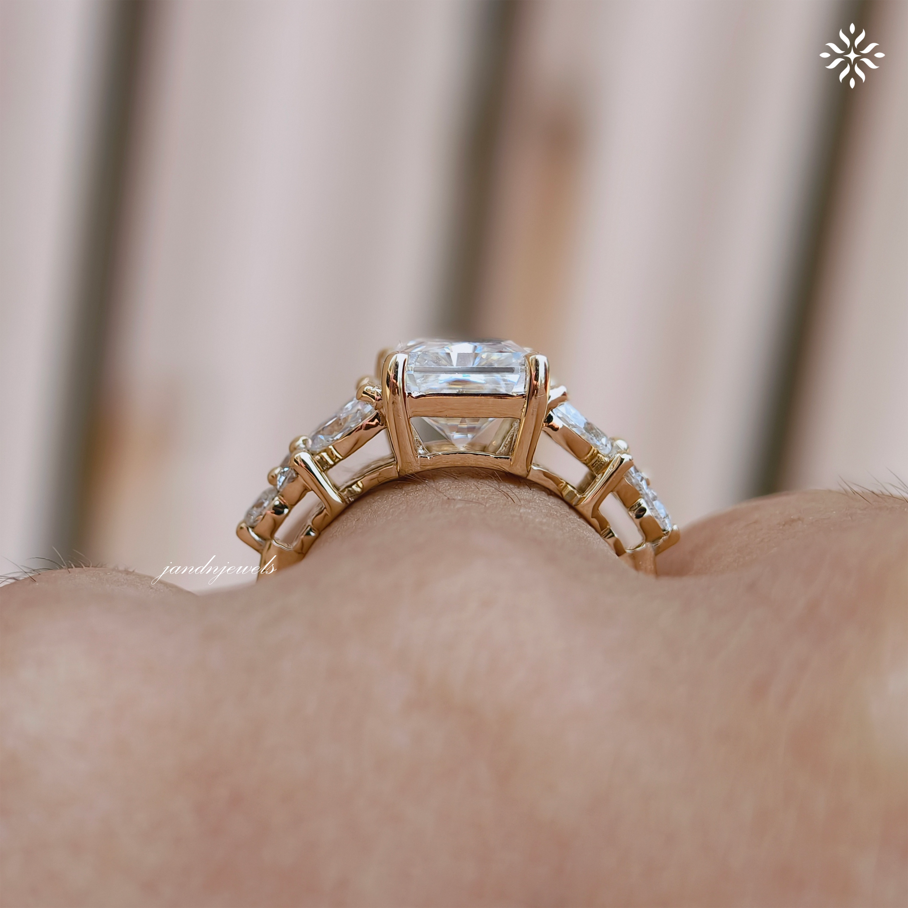 3 Carat Radiant Cut Moissanite Cluster Engagement Ring 14K Solid Gold Ring Floral Cluster Marquise Ring Unique Wedding Ring for Women