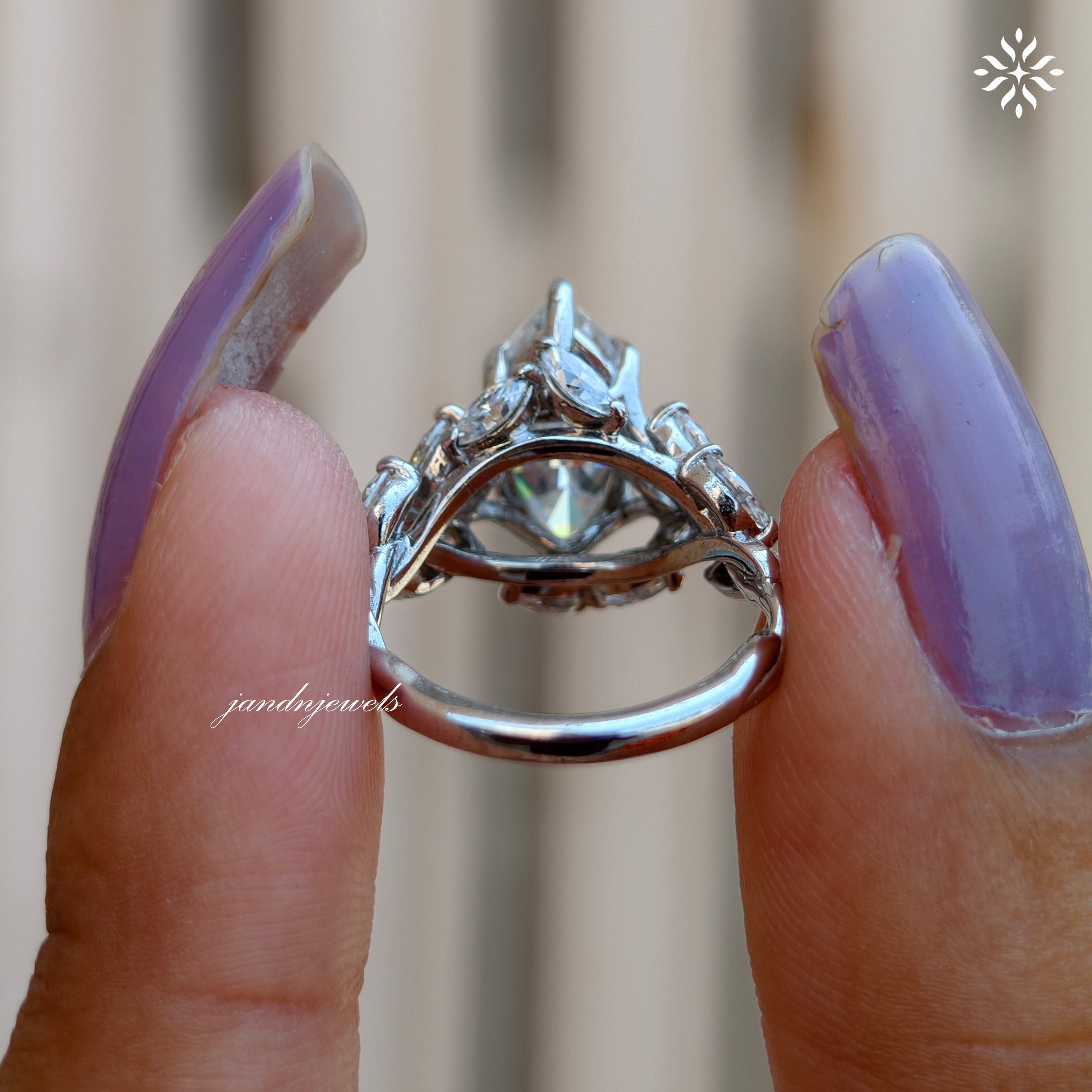 Floral Marquise Cut Moissanite Engagement Ring 14K Solid Gold nature Inspired Ring Artdeco Ring Promise Ring for Her
