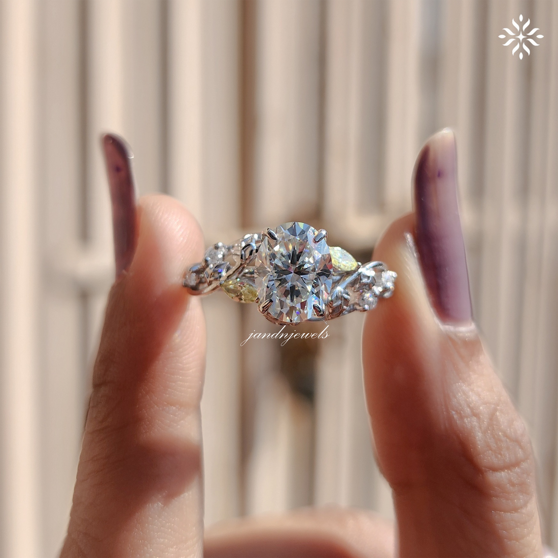 3 CT Floral Oval Cut Moissanite Engagement Ring Vintage Solid Gold Moissanite Solitaire Wedding Ring Nature Inspire Ring Gift For Girlfriend