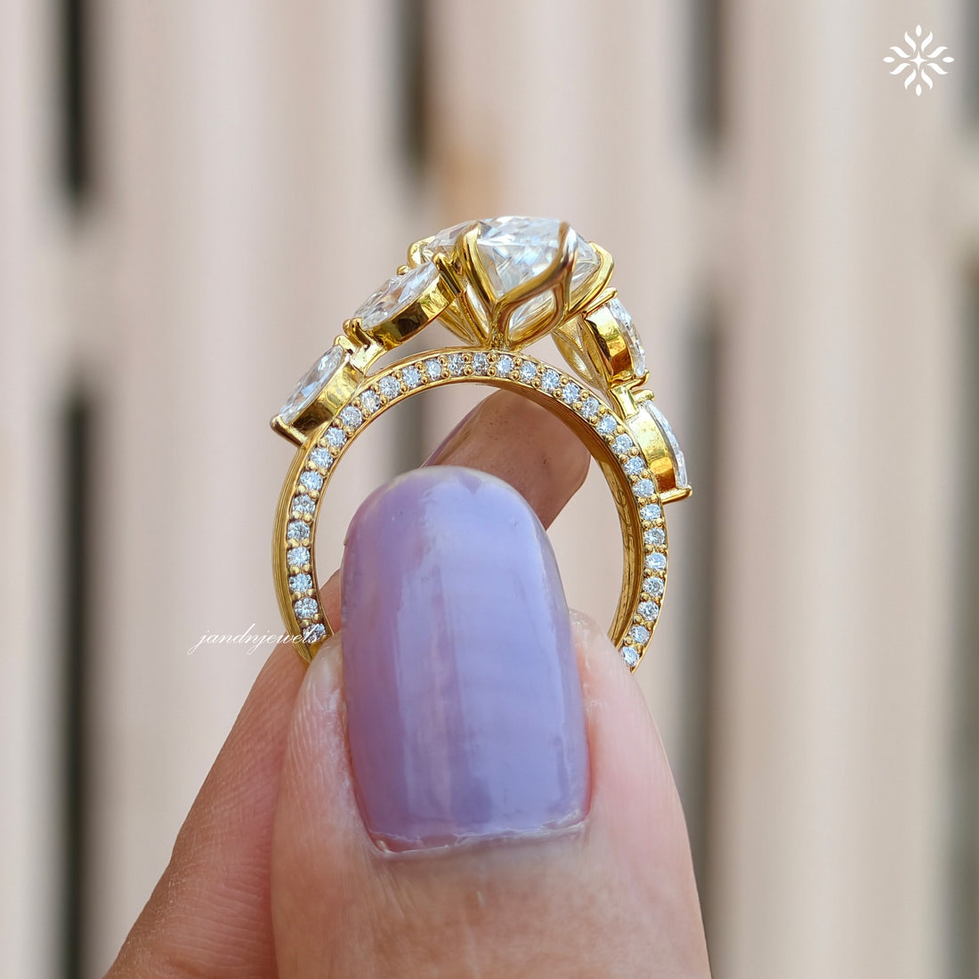 4CT Marquise Cut Moissanite Engagement Ring Cluster Marquise Side Stone Ring Classic Floral Basket Setting Wedding Ring Micro Pavé Band