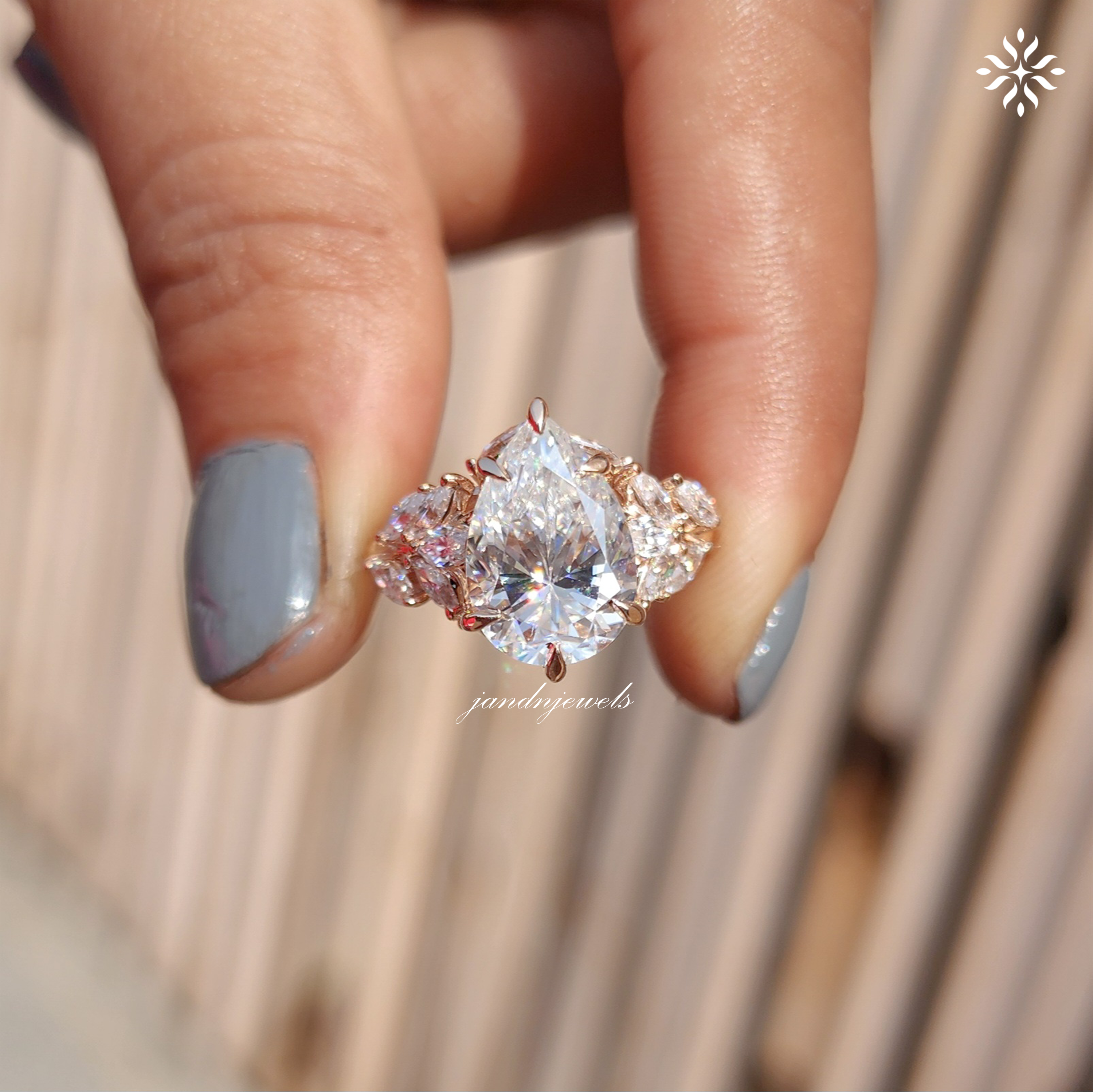 Floral Pear Cut Moissanite Engagement Ring Art Deco14K Gold Moissanite Diamond Wedding Ring Nature Inspire Ring Promise Ring For Women