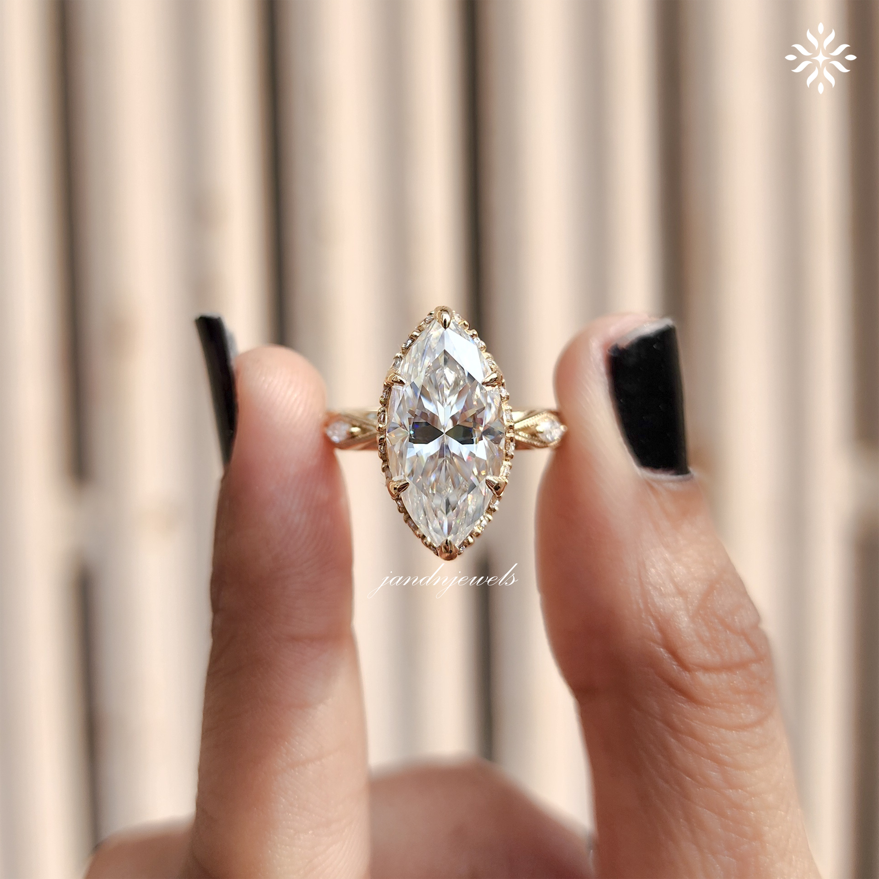 4CT Vintage Marquise Cut Moissanite Engagement Ring Art Deco Hidden Halo Ring 14K Solid Gold Ring Diamond Ring Classic Marquise Ring