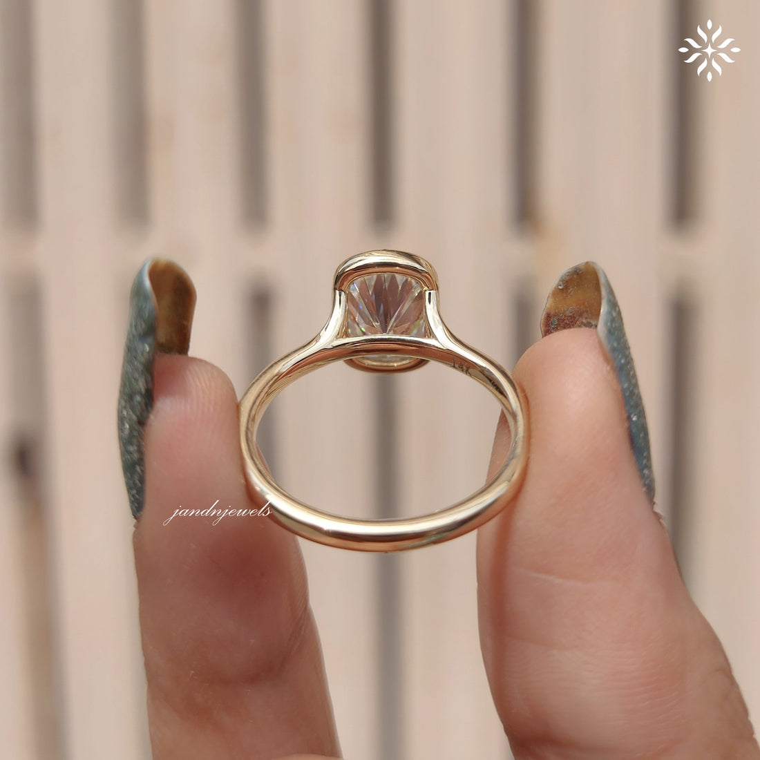 2CT Elongated Cushion Cut Engagement Ring Bezel Set Unique Split Shank And Cathedral Setting Ring 14K Solid Gold Ring