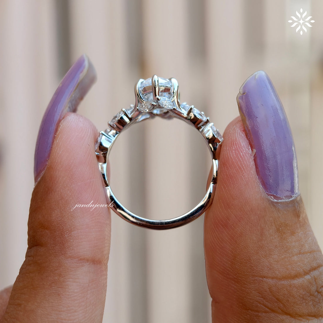 2CT Marquise Cut Moissanite Engagement Ring 14K White Gold Floral Vine Art Deco Ring