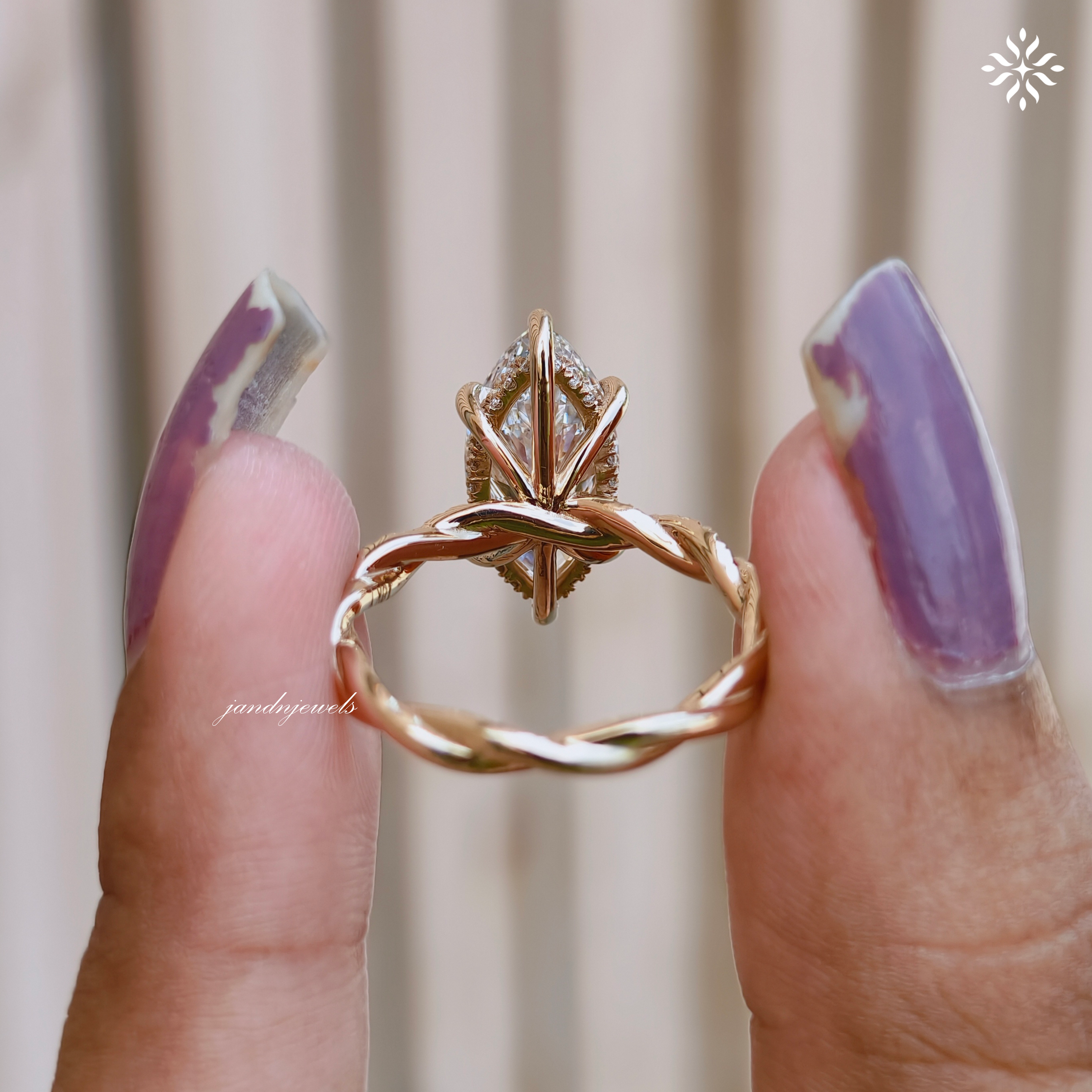 3CT Marquise Cut Lab Grown Diamond Engagement Ring Hidden Halo Twisted Band Ring 14K Solid Gold Unique Wedding Ring for Her