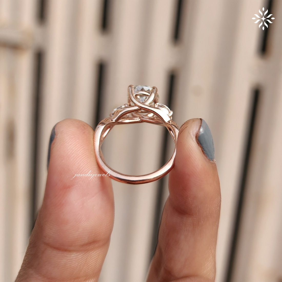 Twisted Shank Portuguese Cut Moissanite Diamond Ring Infinity Style 14K Solid Gold Ring Pear Accent Bridal Ring Promise Anniversary Gift