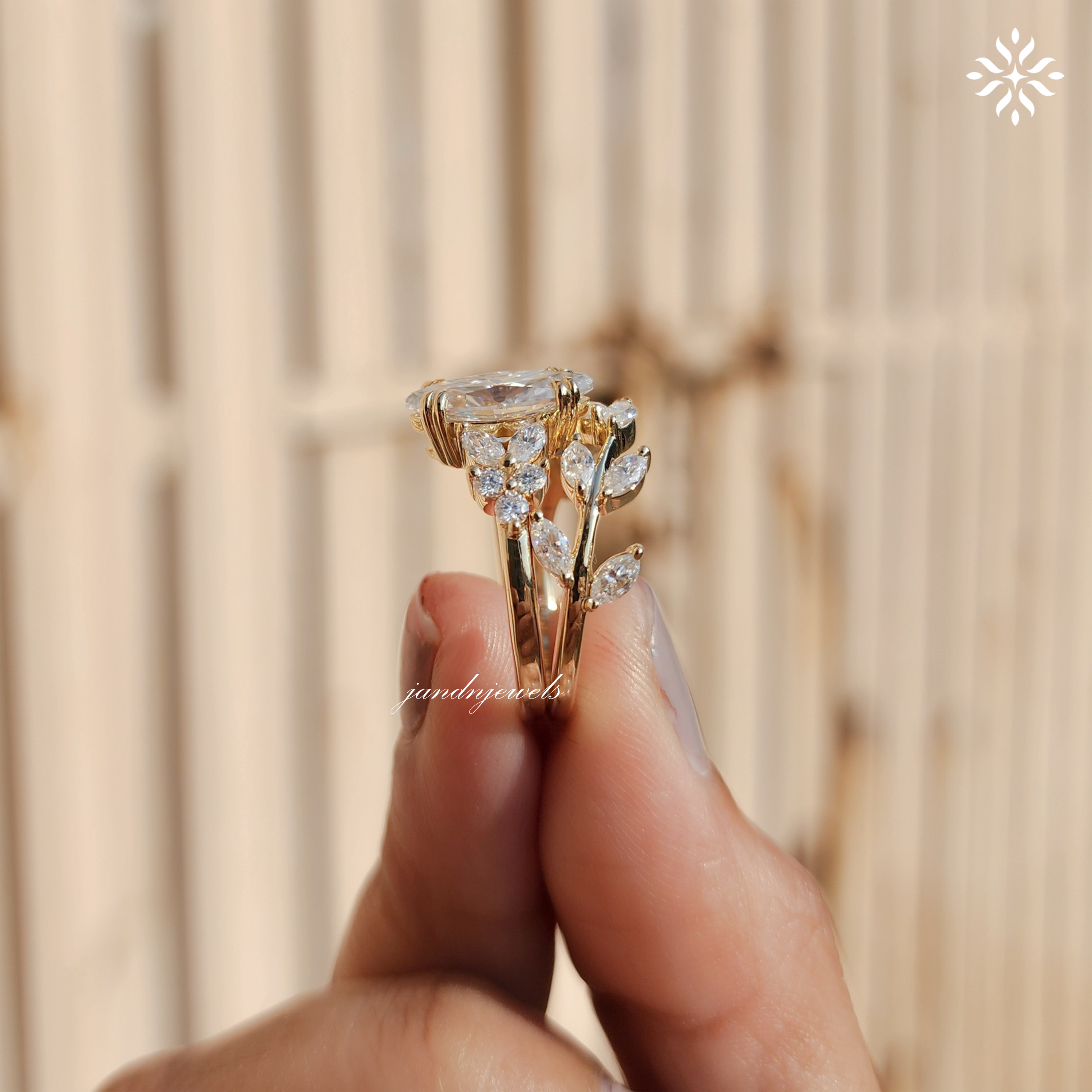 Marquise Wedding Set Diamond Bridal Set Ring for Her Marquise Engagement Ring Chevron Ring Set IGI Certified Best Matching Marquise Ring Set