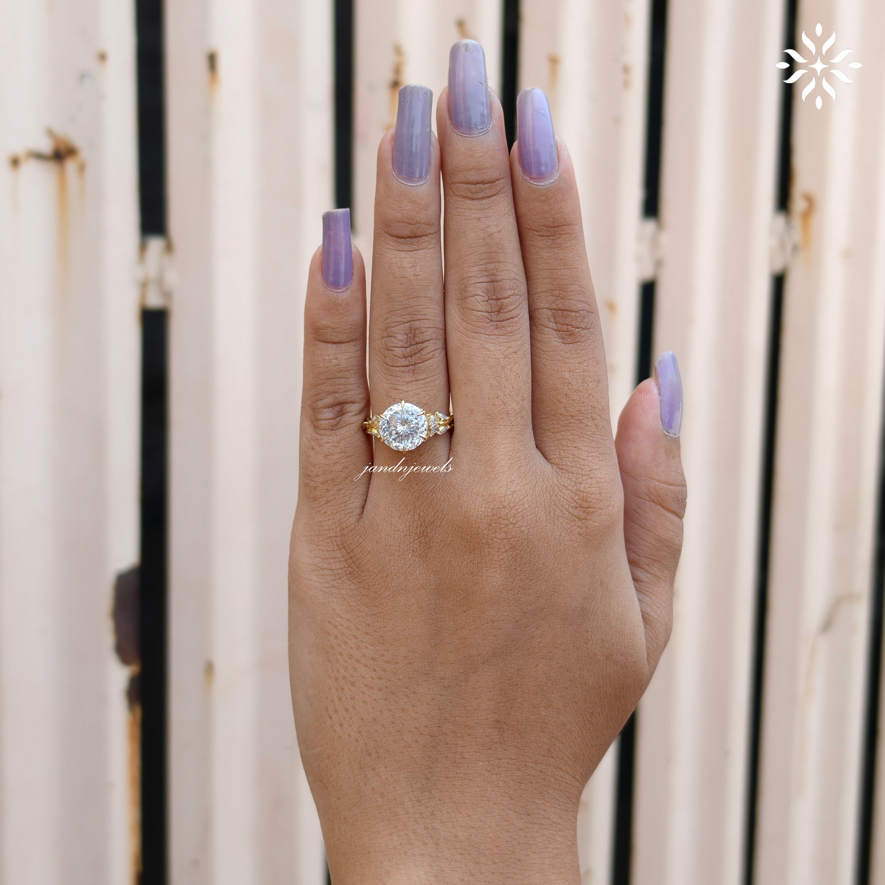 Floral Portuguese Cut Moissanite Engagement Ring Art Deco14K Gold Moissanite Diamond Wedding Ring Nature Inspire Ring Promise Ring For Women
