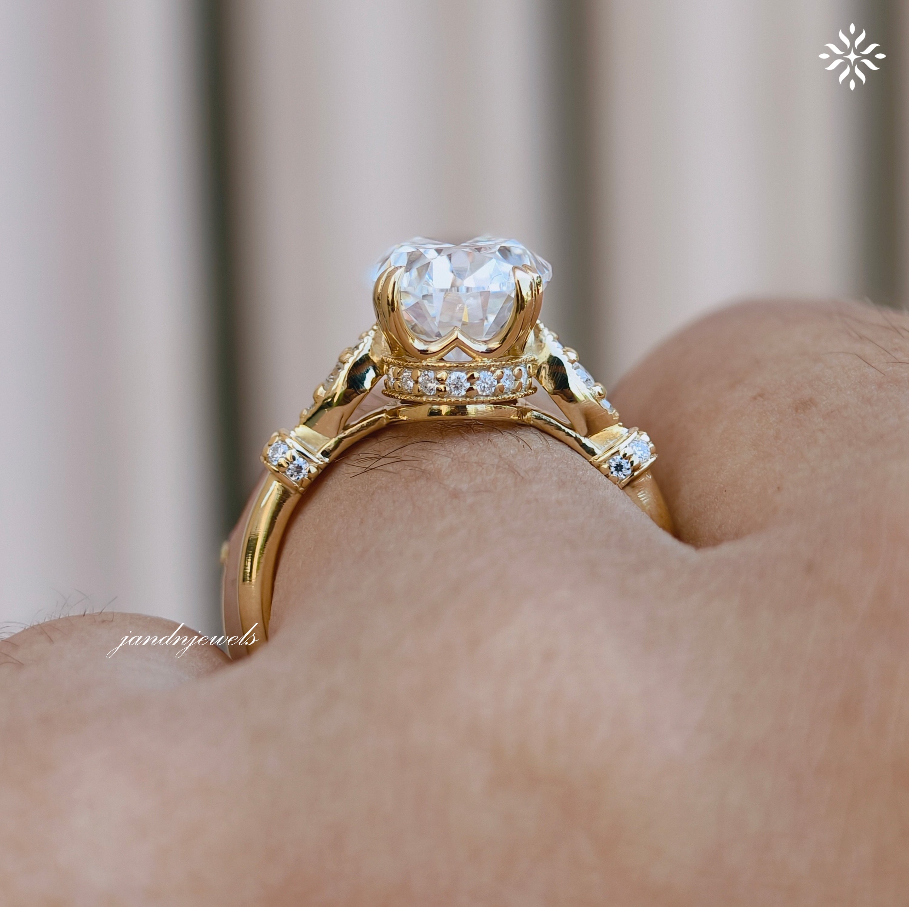 2.5CT Gorgeous Oval Cut Moissanite Engagement Ring Hidden Halo Ring 14K Gold Marquise Accent Wedding Ring for Her Vintage Filigree Ring