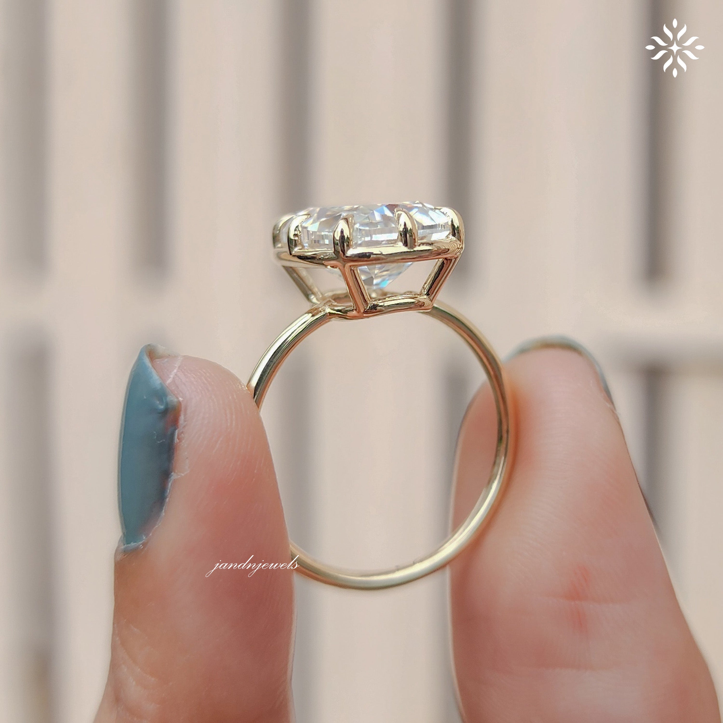 Old Mine 5 CT Elongated Cushion Cut Moissanite Ring Bezel Set Engagement Ring 14K Gold Wedding Ring Antique Diamond Ring Anniversary Ring